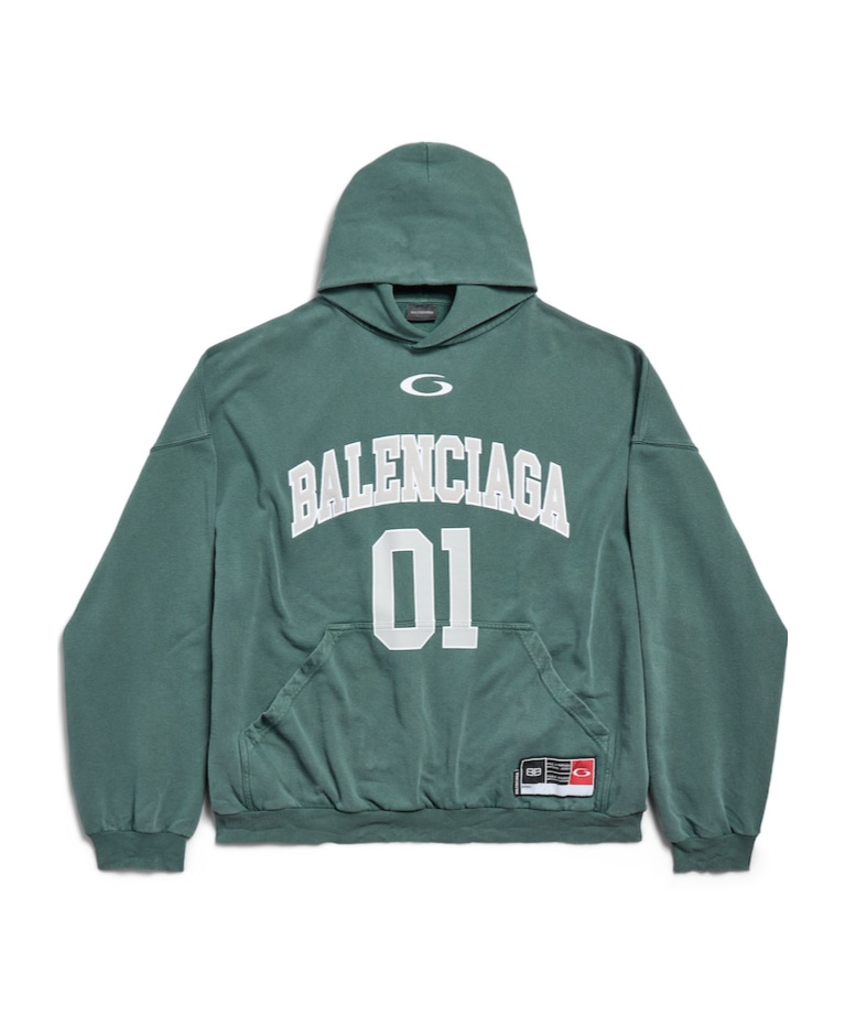 Balenciaga Hoodie Featuring Basketball Theme And Kangaroo Pocket In Green