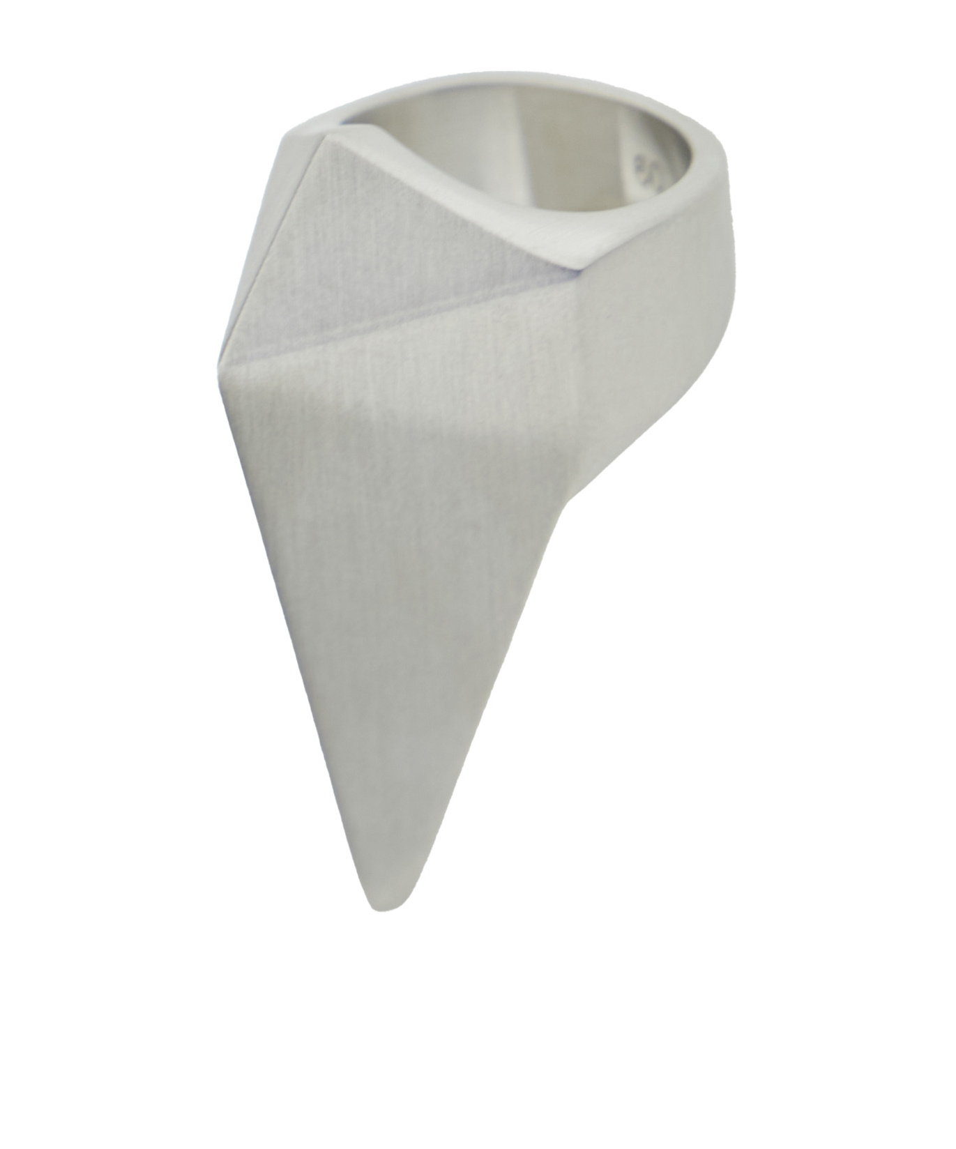 Rick Owens Geometric Pyramid Ring In Gray
