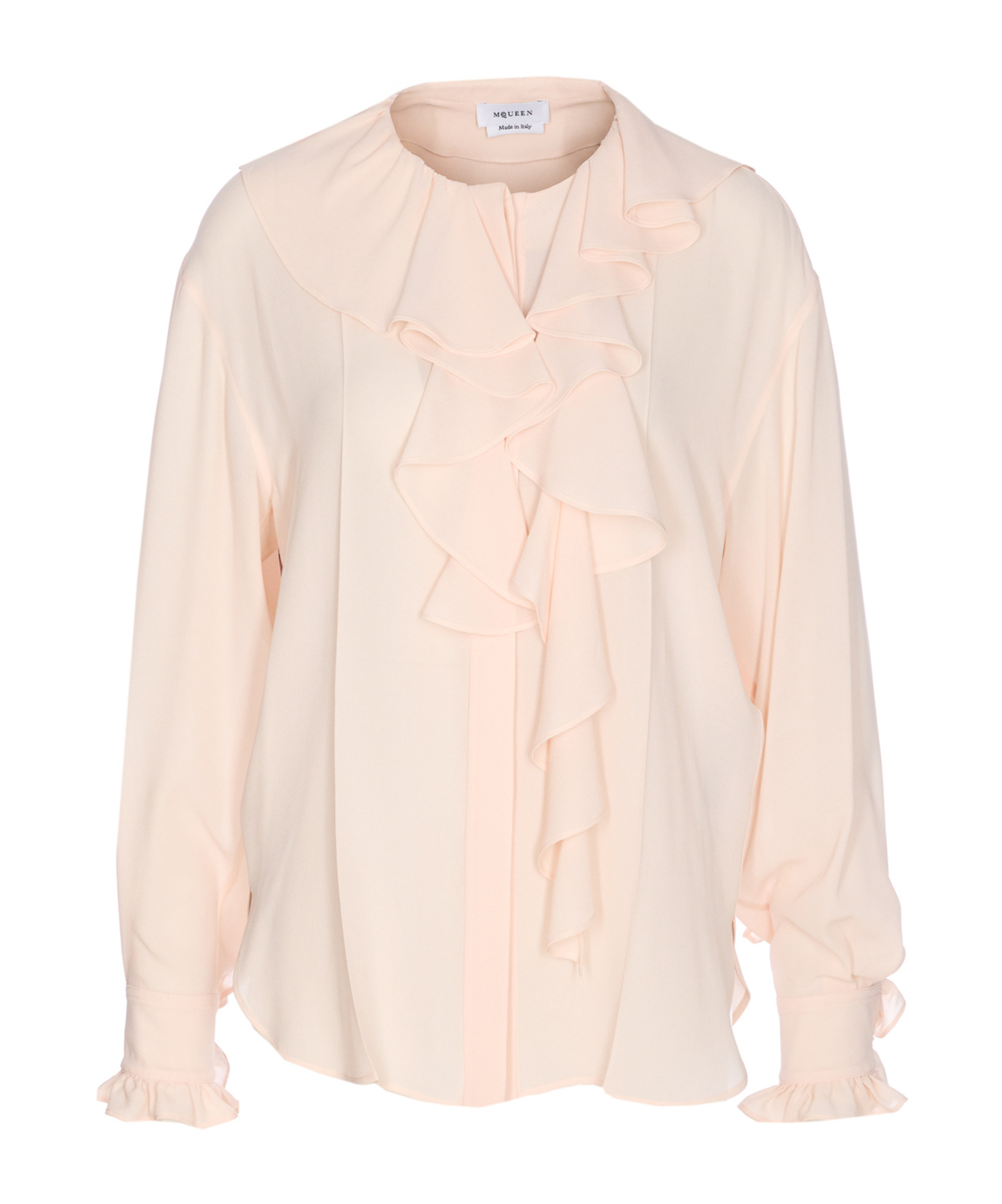 Alexander Mcqueen Ruffled Front Long Sleeves Top In Pink