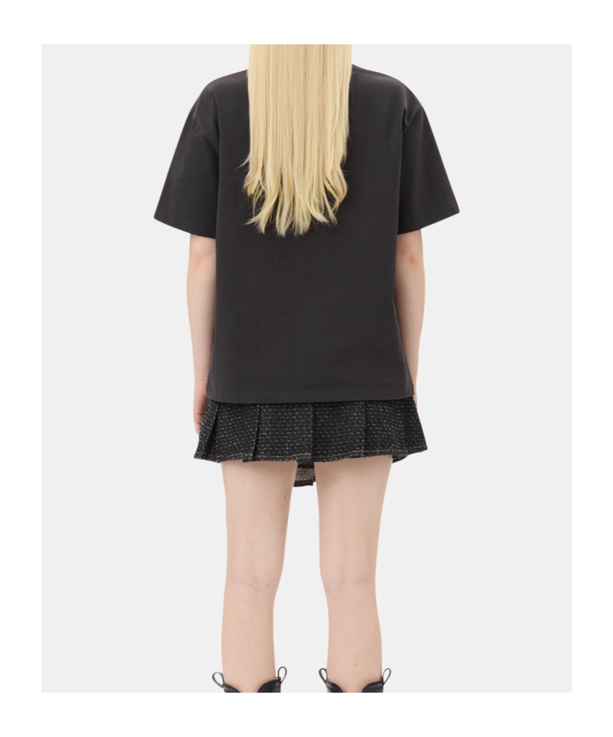Ganni T-shirt With Logo In Lurex Thread In Black