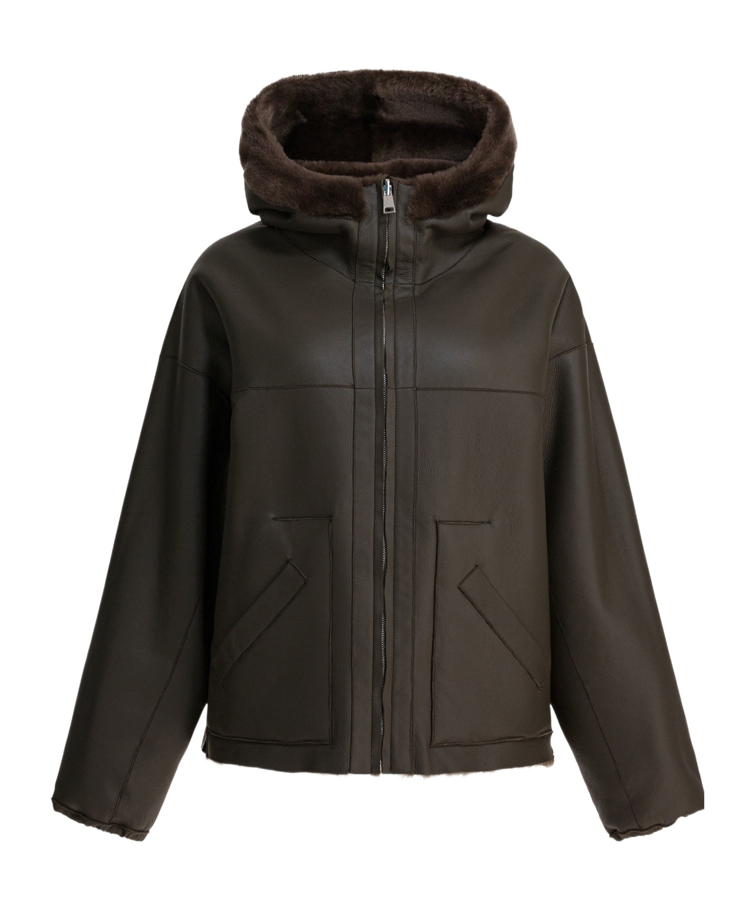 Blancha Hooded Faux Fur Jacket In Green