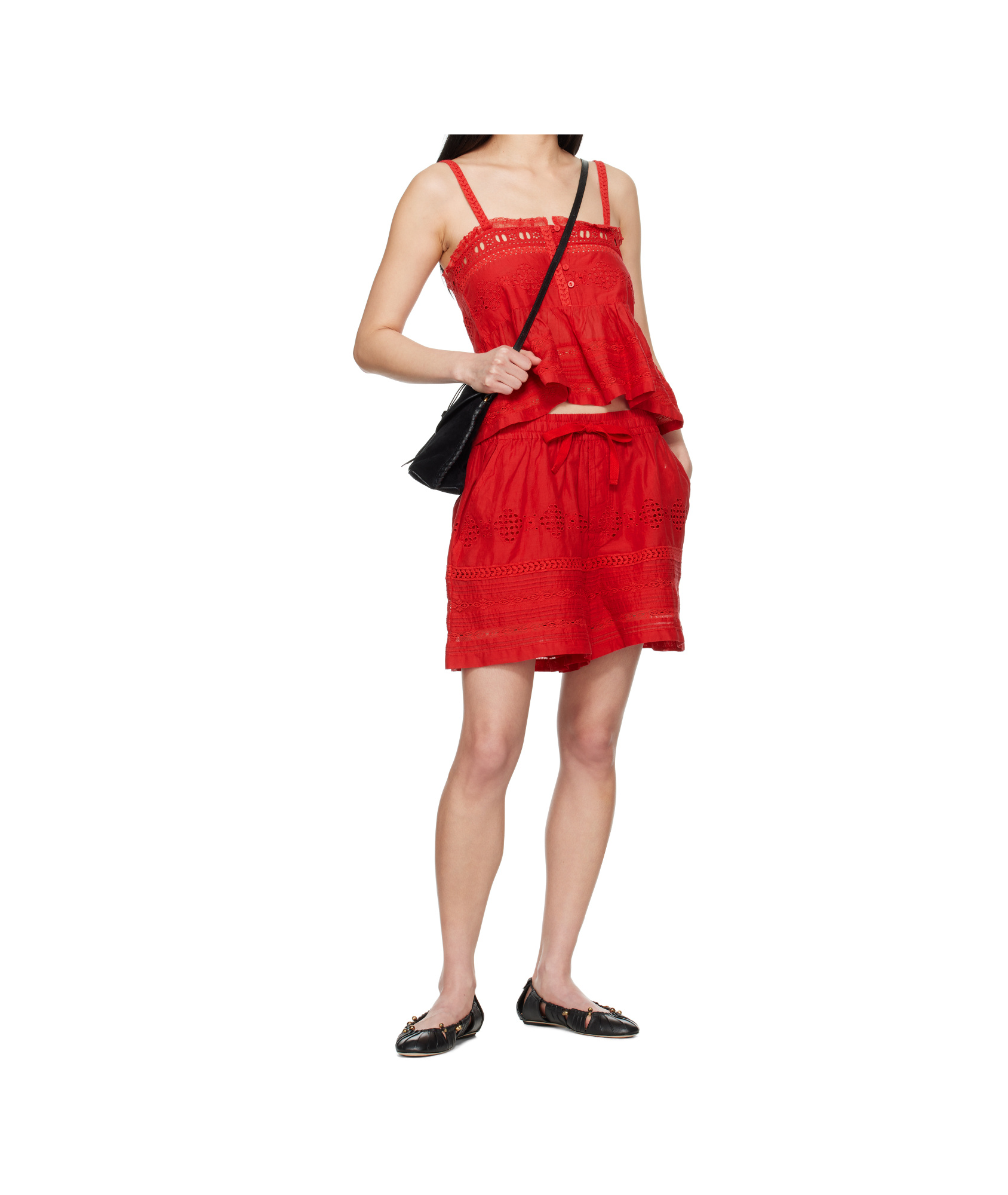Isabel Marant Étoile Lace-insert Cotton Top In Red