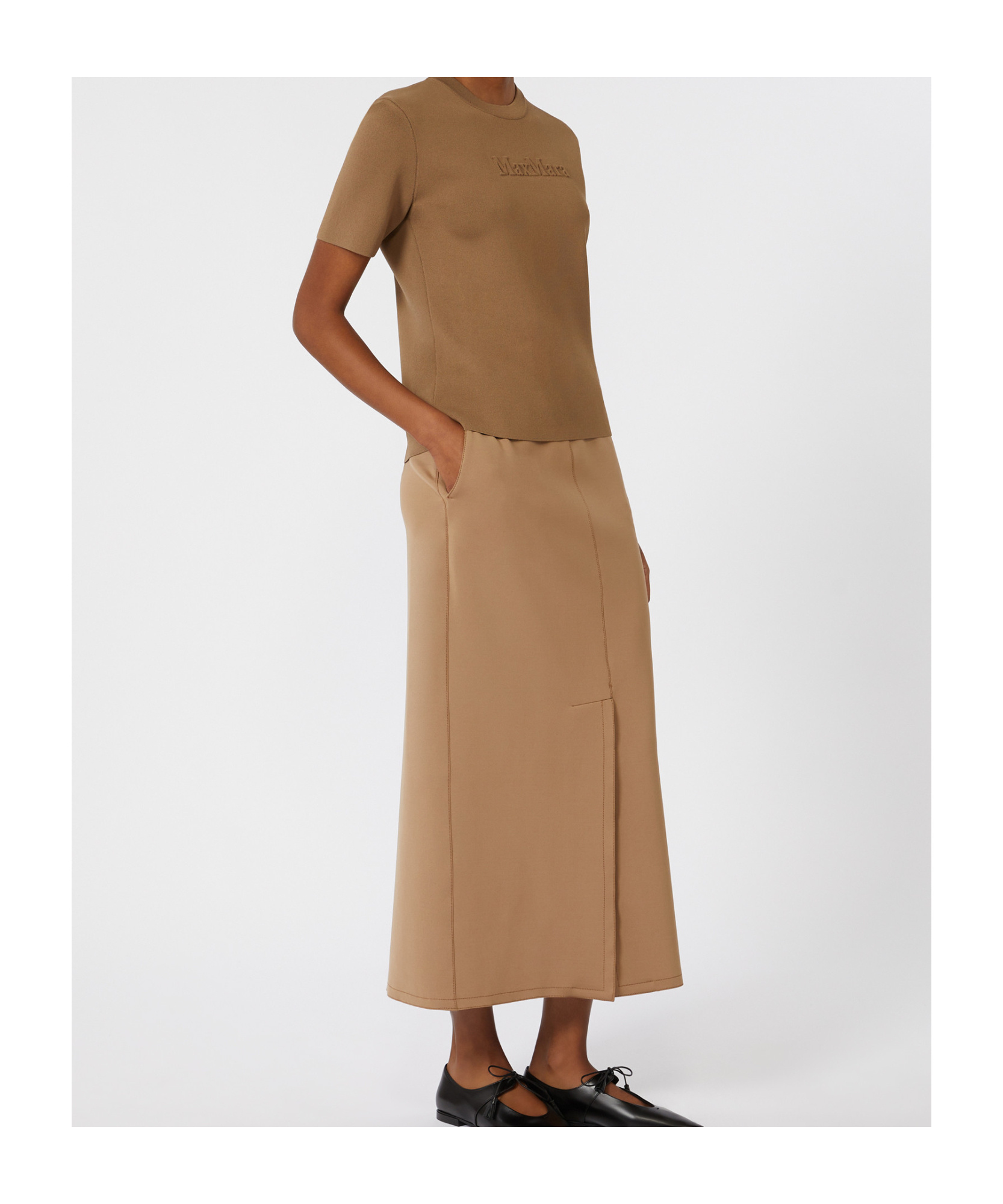 Max Mara Technical Jersey Pencil Skirt In Neutral