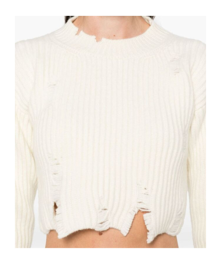 Ann Demeulemeester Round Neck Sweater In White