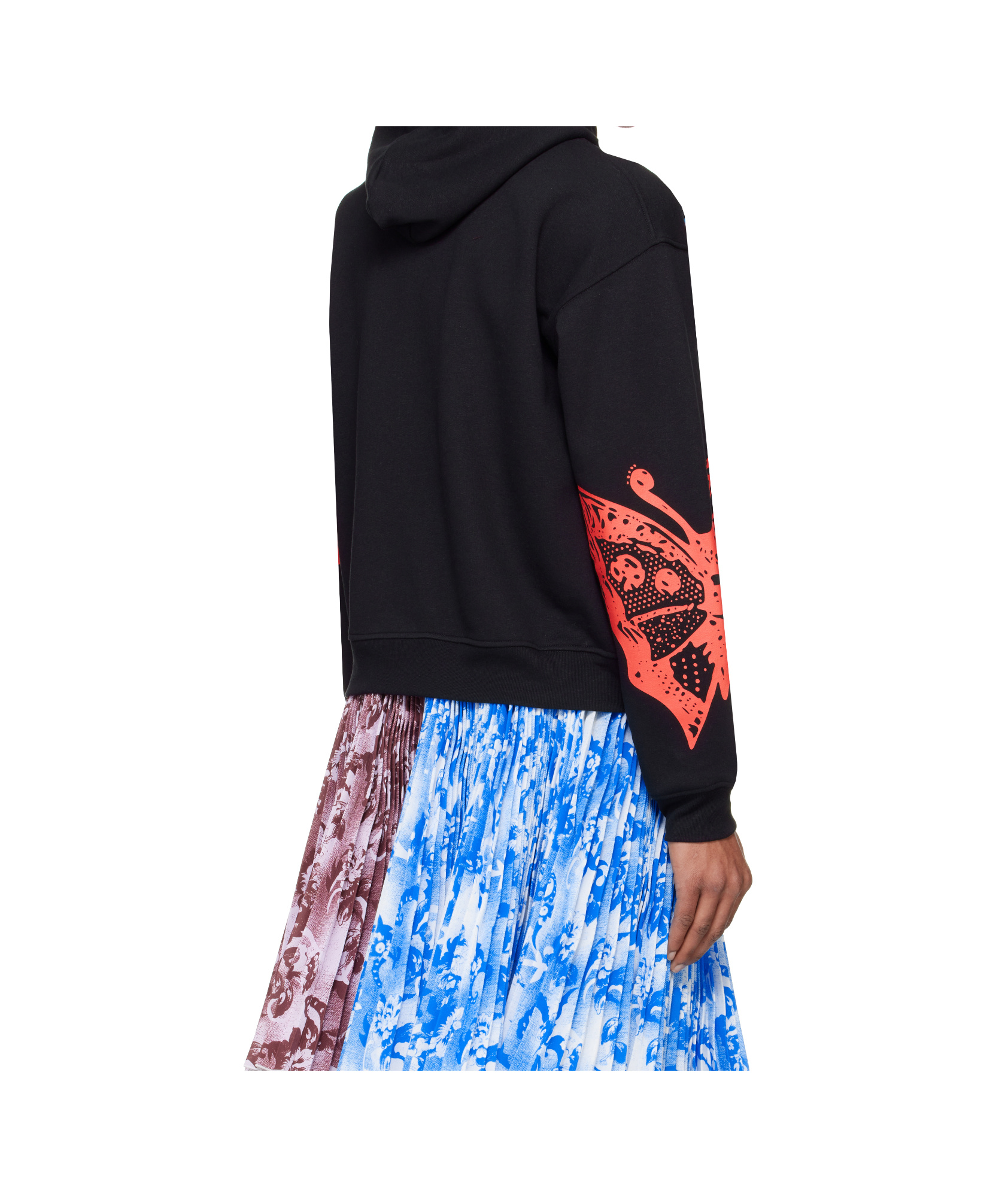 Chopova Lowena Black Double Rose Bud Zip Hoodie In Multicolor