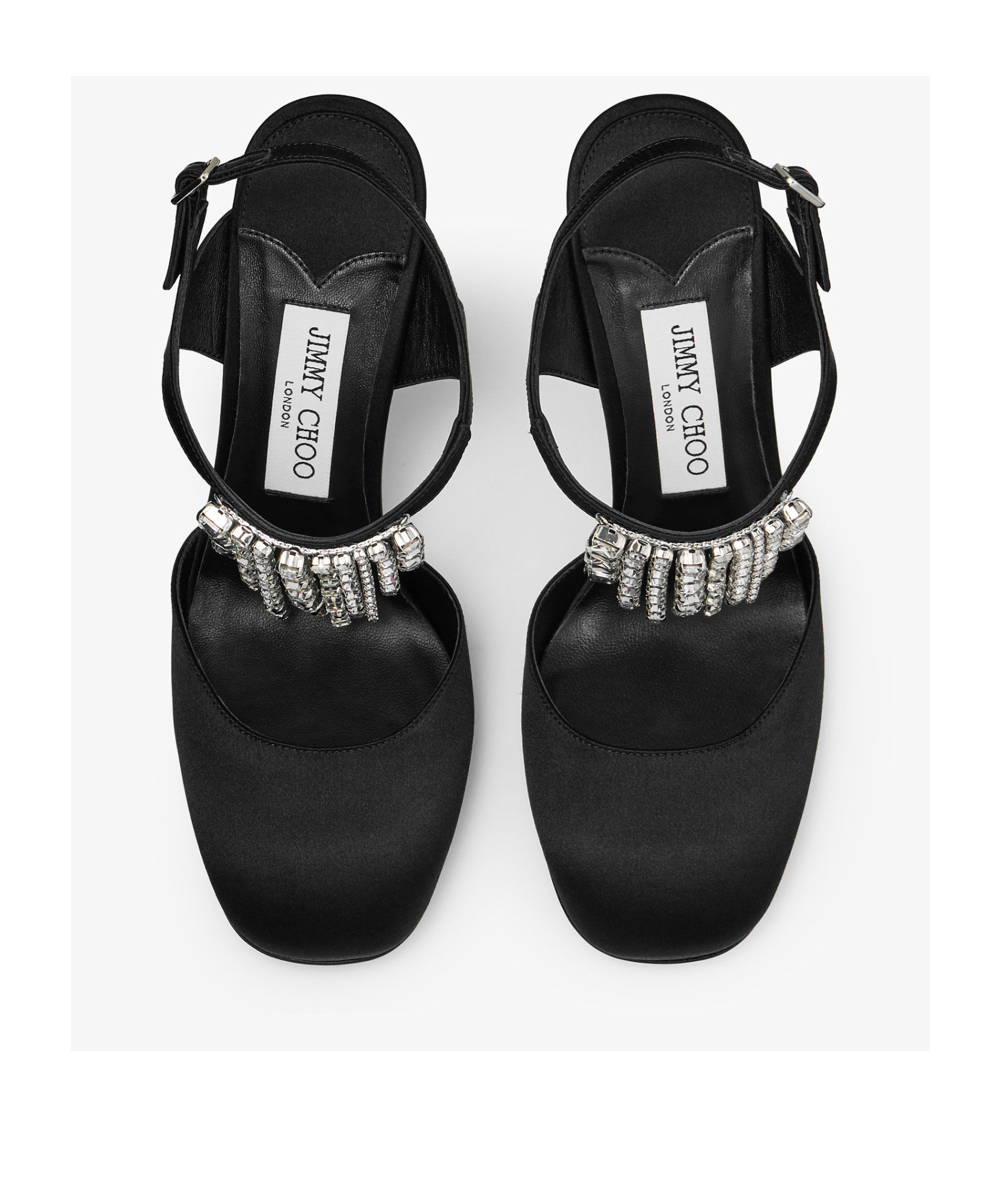 Jimmy Choo Verity 95 Embellished Satin Pumps In Black