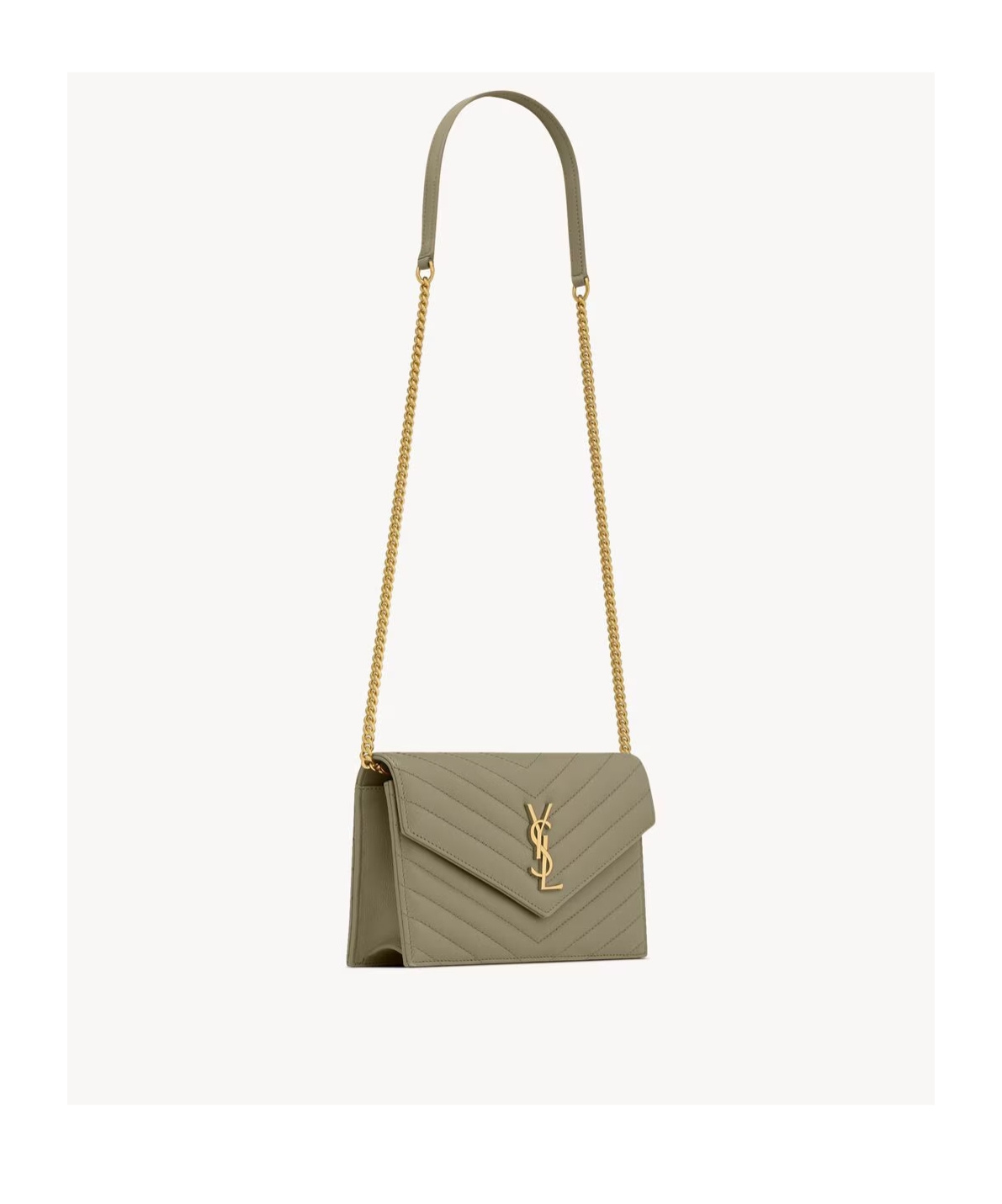 Saint Laurent Cassandre Envelope Chain Wallet In Lambskin
