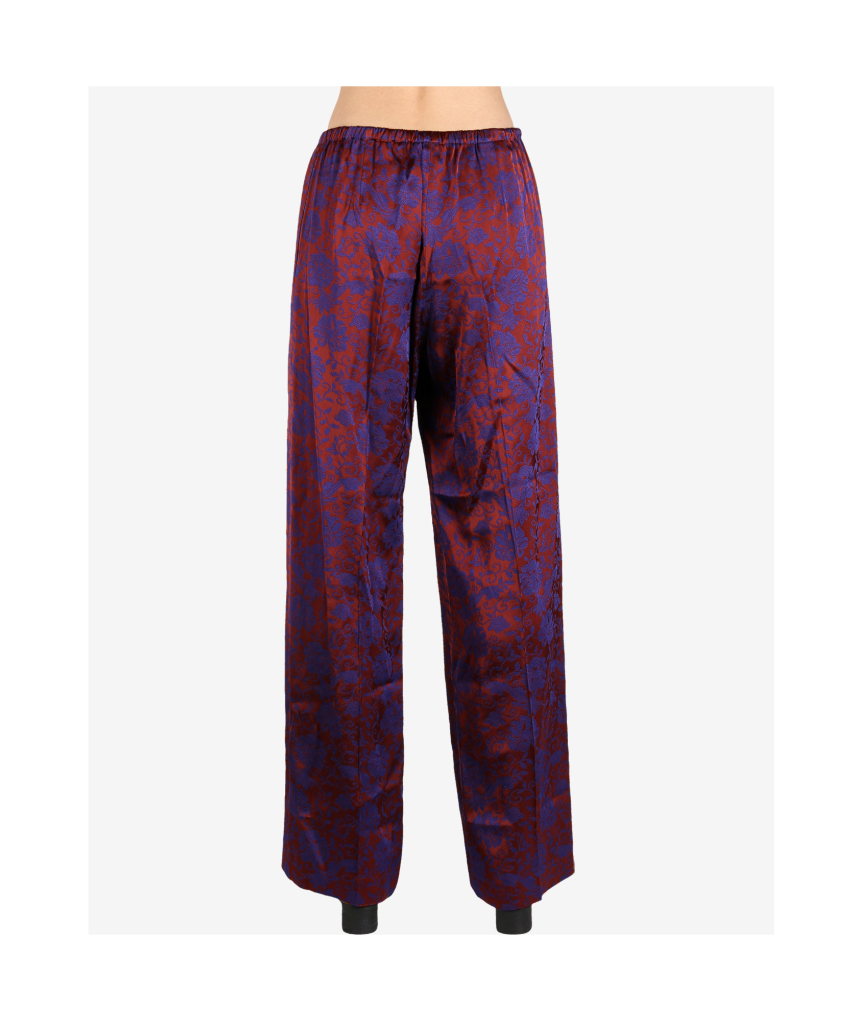 Dries Van Noten Womens Burgundy Puvis Floral-print Wide-leg Satin Trousers In Multicolor