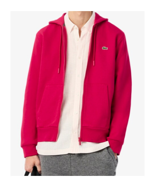 Lacoste Zip-up Fleece Hoodie In Pink