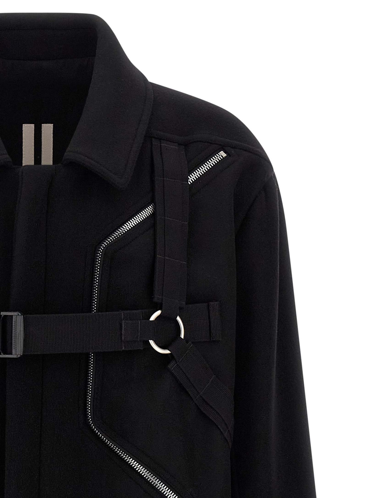 Rick Owens Lapel Long-sleeved Coat In Black