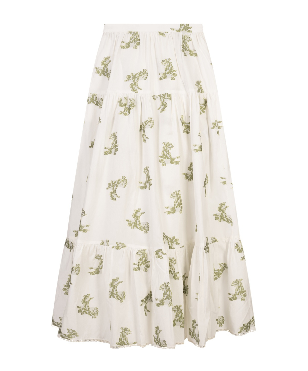 Erdem Embroidered Tiered Cotton-blend Midi Skirt