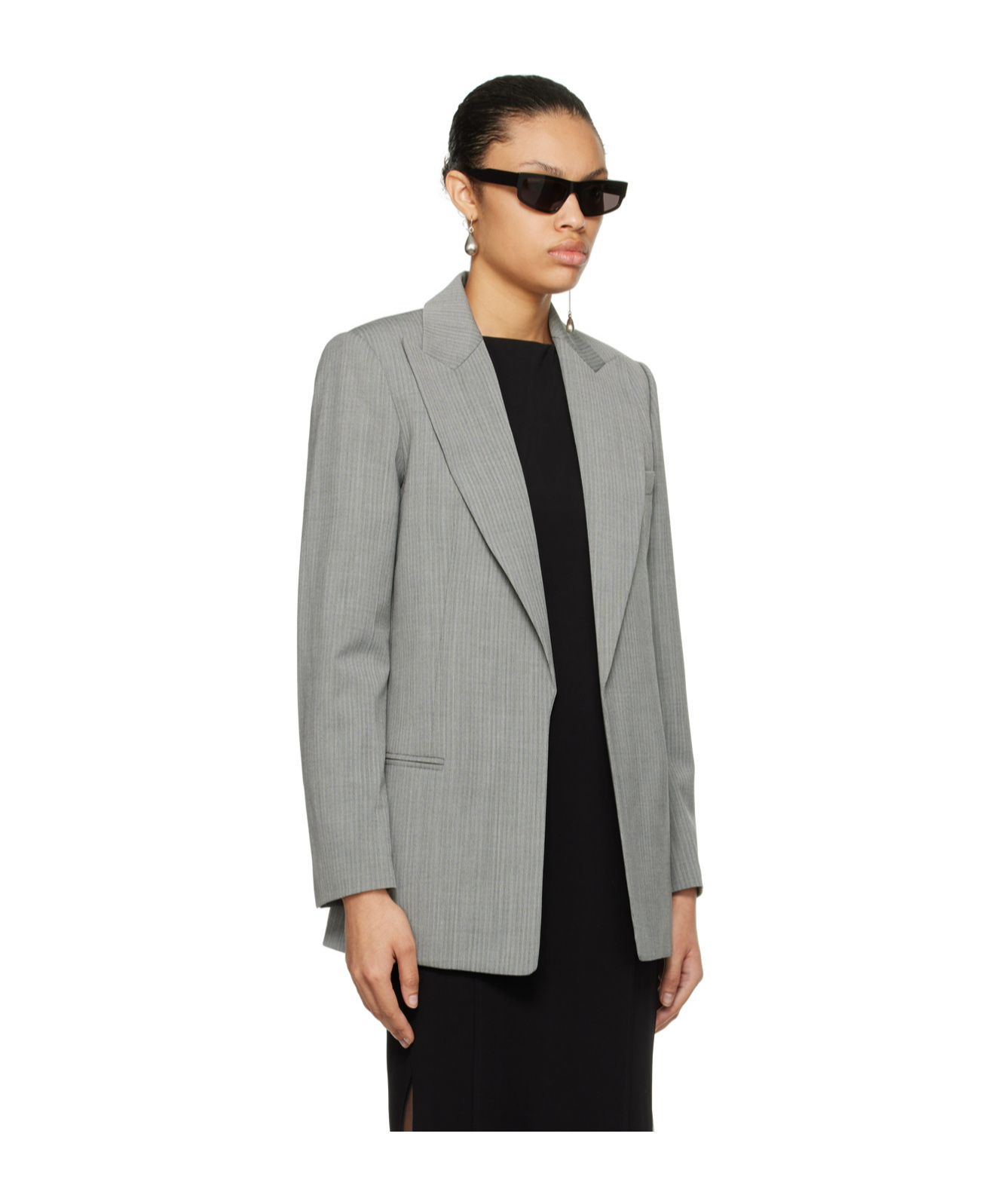 Helmut Lang Peak-lapel Single-breasted Blazer In Gray
