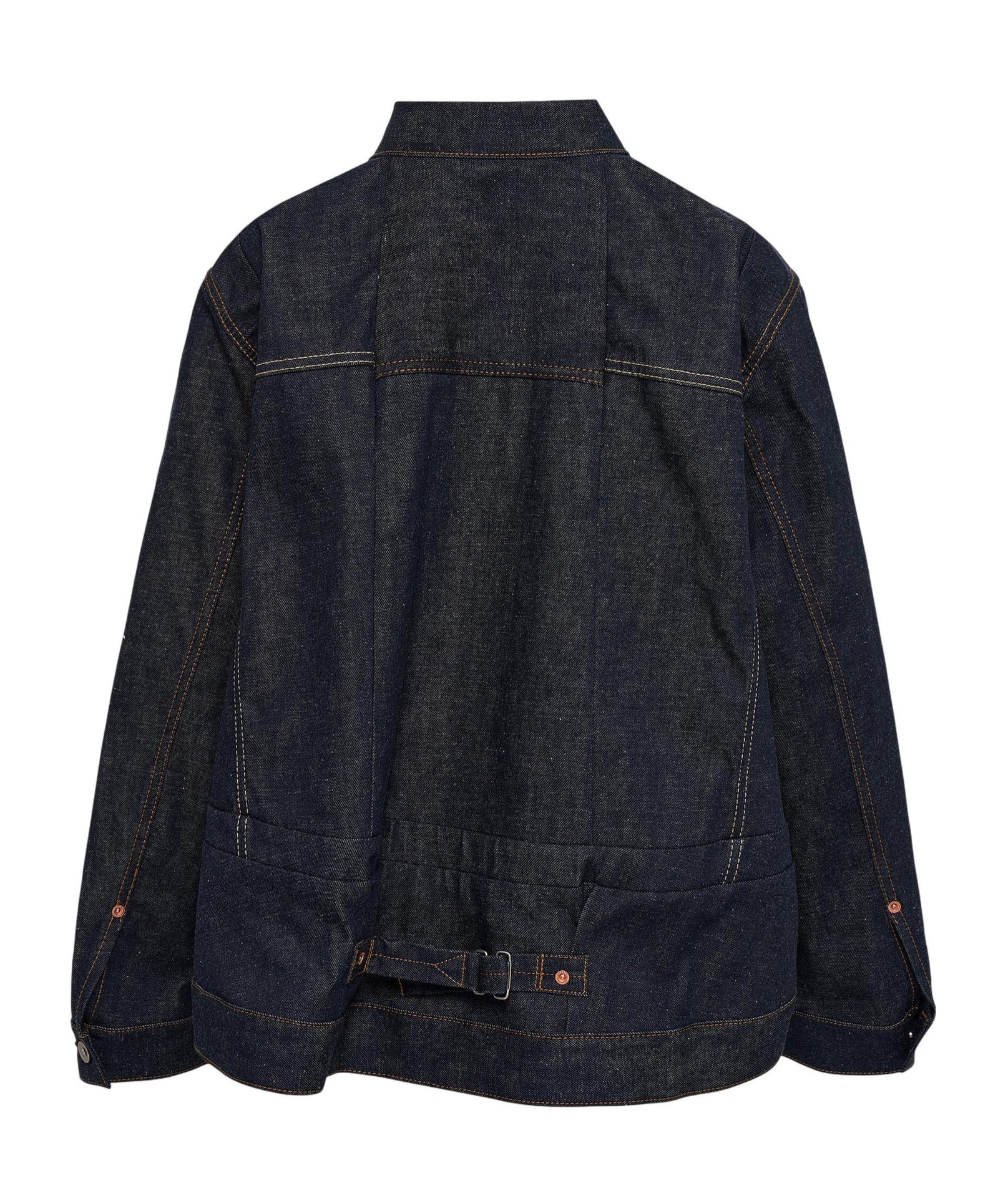 Sacai Navy Pleated Denim Jacket In Blue