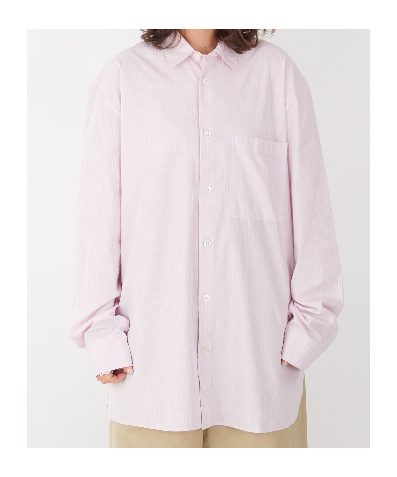 Tekla Loose Long Pajama Shirt In Pink