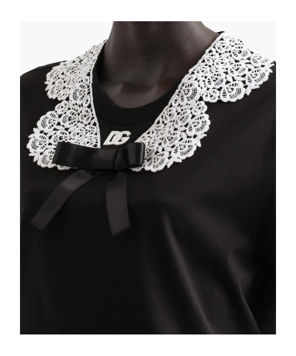 Dolce & Gabbana Lace-trim Blouse In Black
