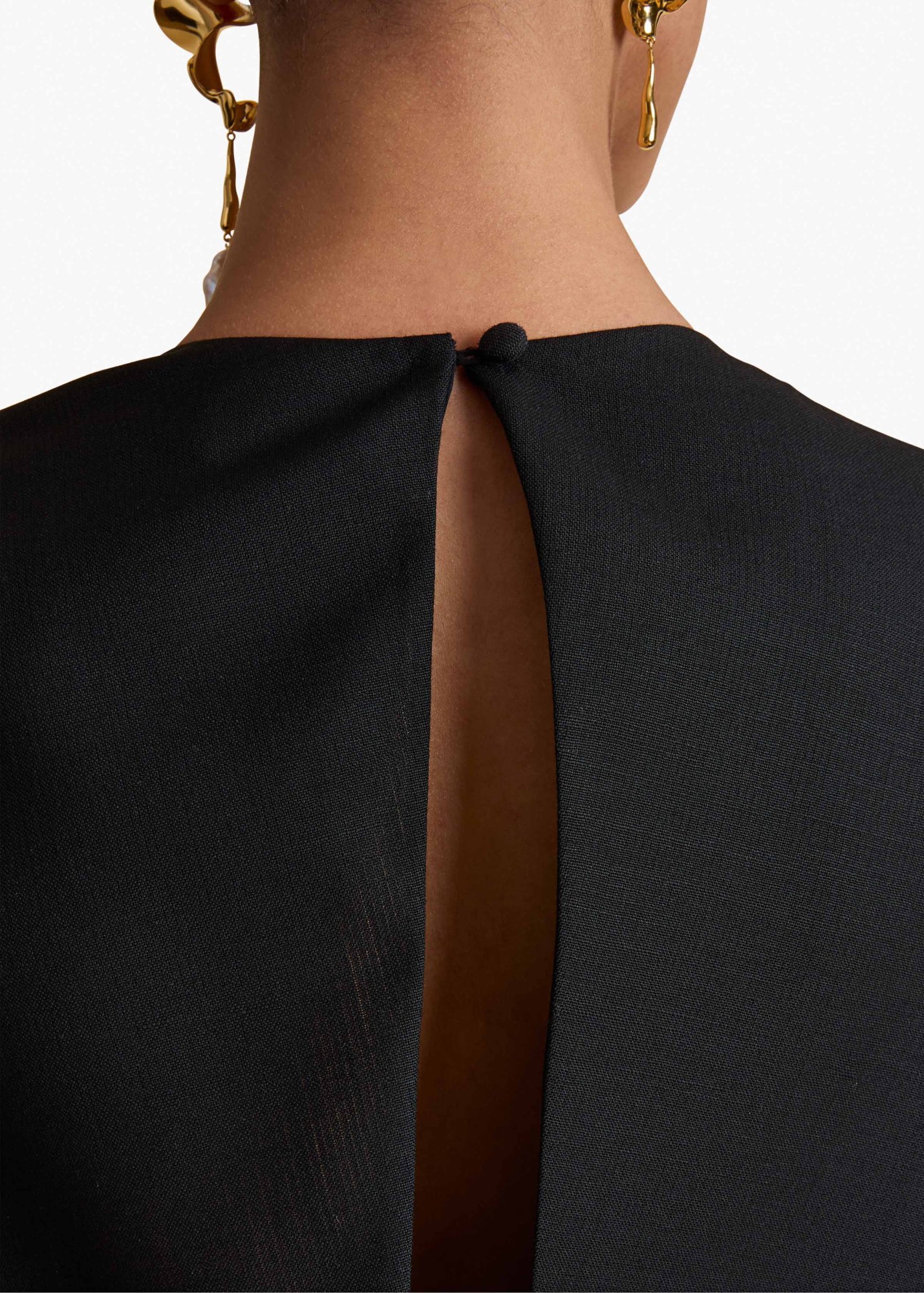 Khaite Niel Long Twist Front Mohair Wool Dress In Black