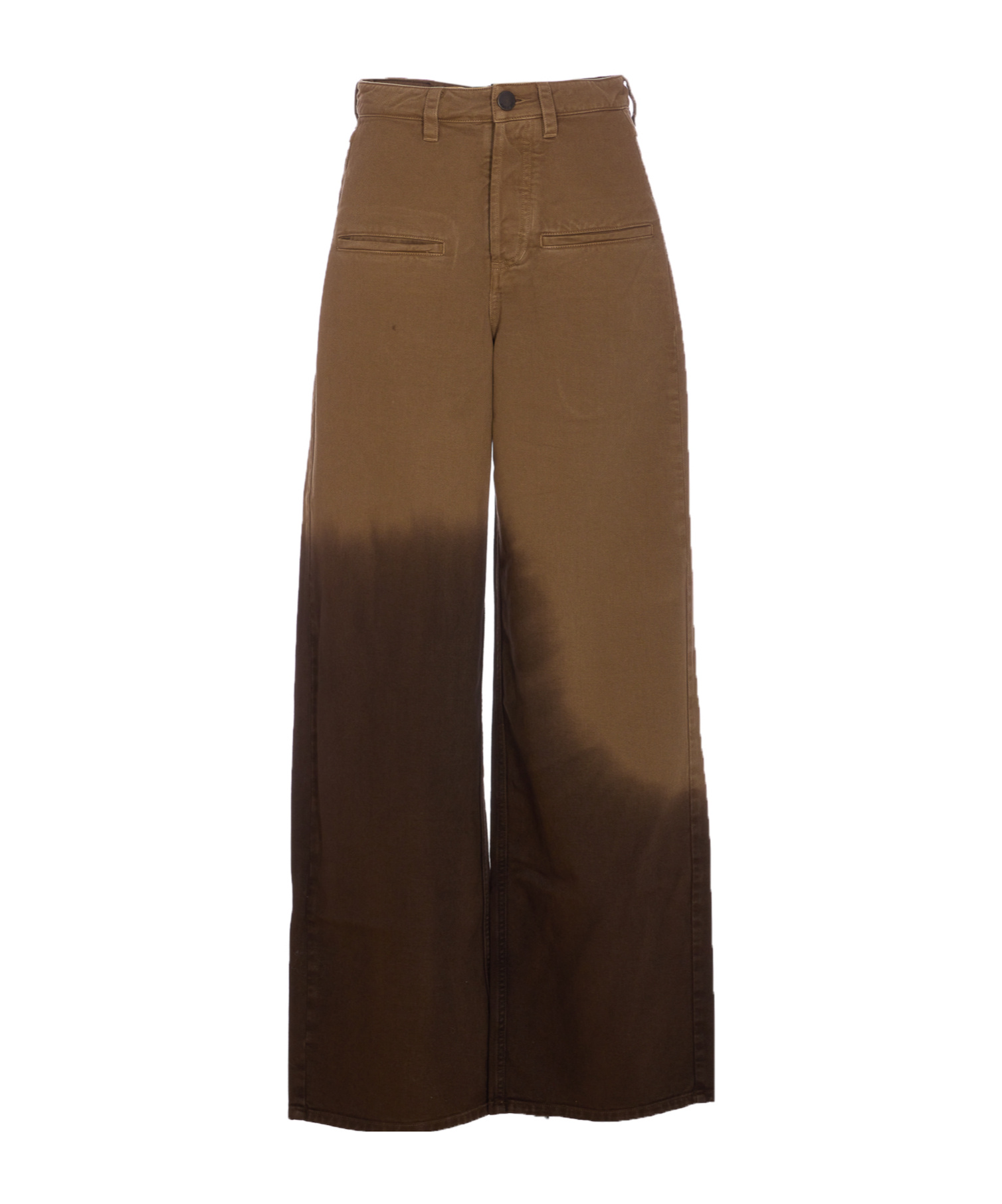 Uma Wang Wide Leg Regular Fit Trousers With Pockets In Brown
