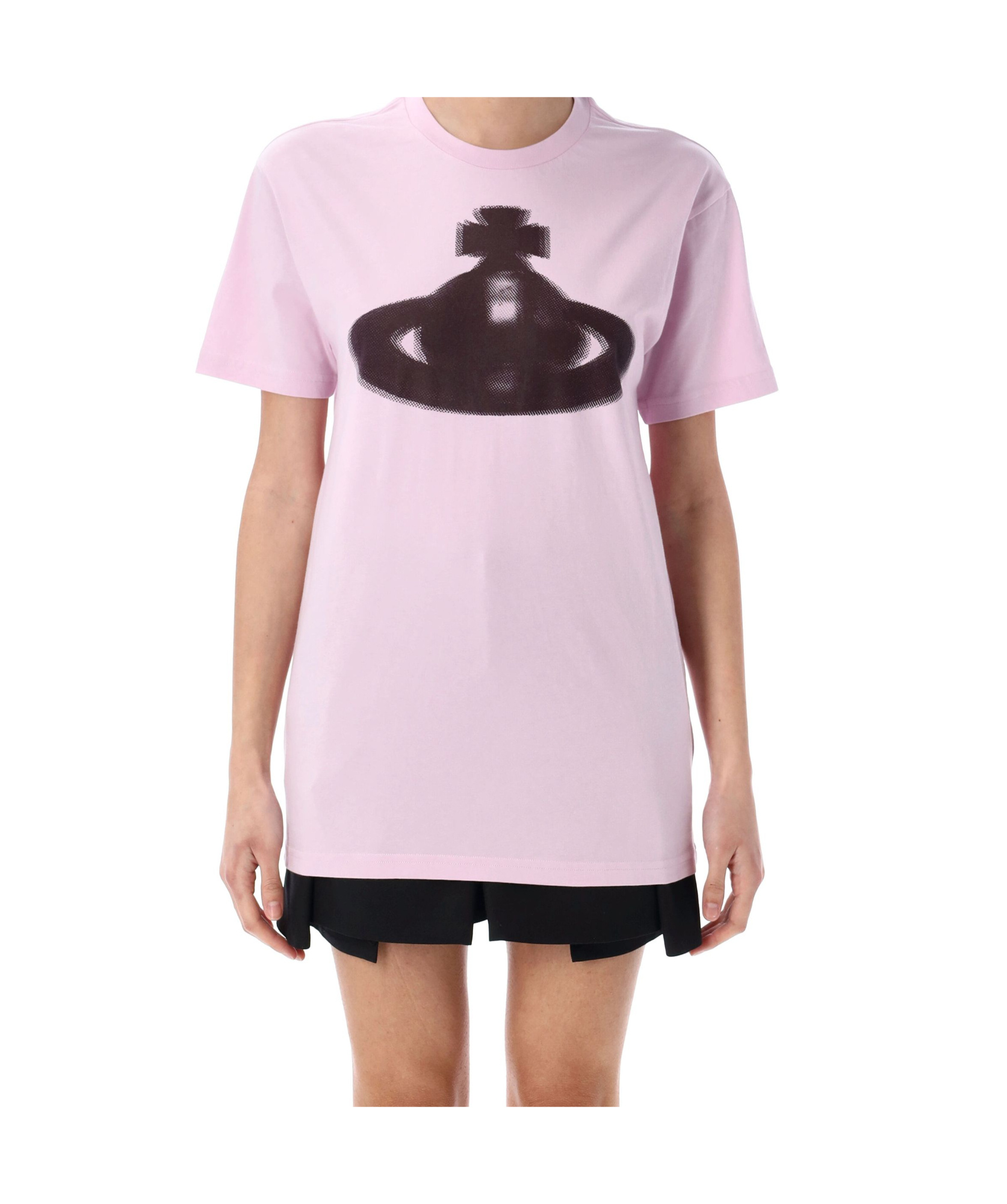 Vivienne Westwood Crew Neck Graphic Print Spray-paint Effect Top In Purple