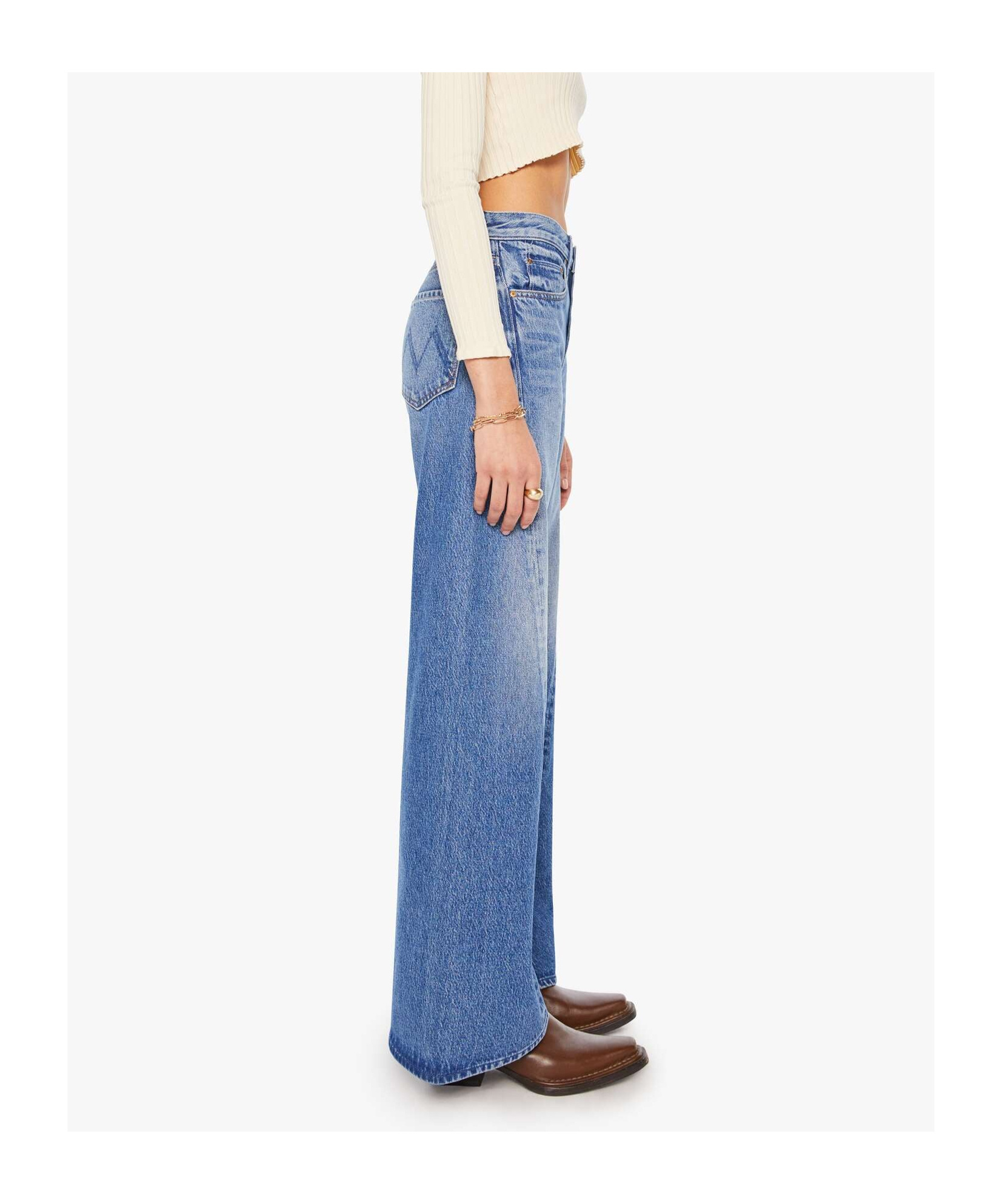Mother The Lemon Twist Sneak Button-fly Jeans In Blue