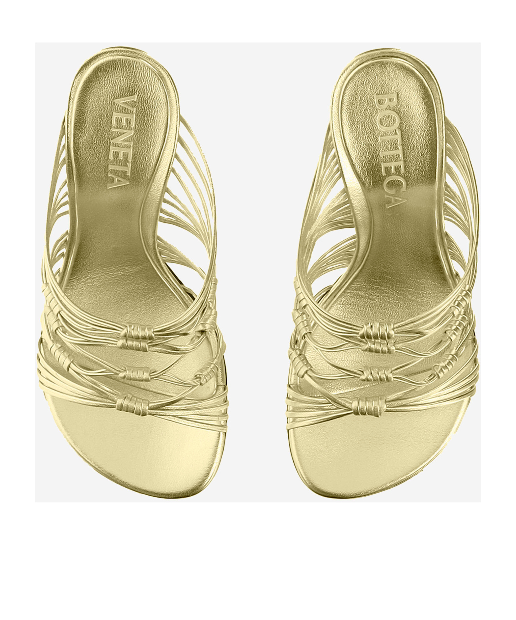 Bottega Veneta Blink Strappy Metallic Leather Mule Sandals In Nude