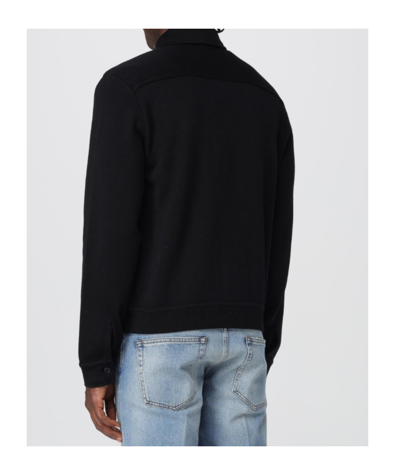 Lardini Textured Wool Knit Jacket With Button Fastening And Flap Pockets In Black