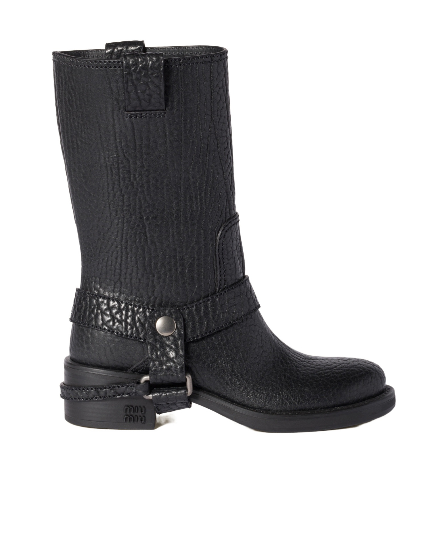 Miu Miu Round-head Short Boots In Black