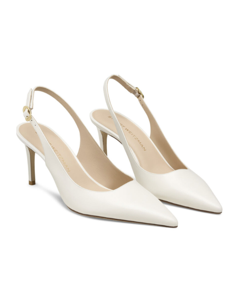 Stuart Weitzman Omens Beige Stuart Power 75 Slingback-strap Patent-leather Heeled Pumps Eur 39 / 6 Uk