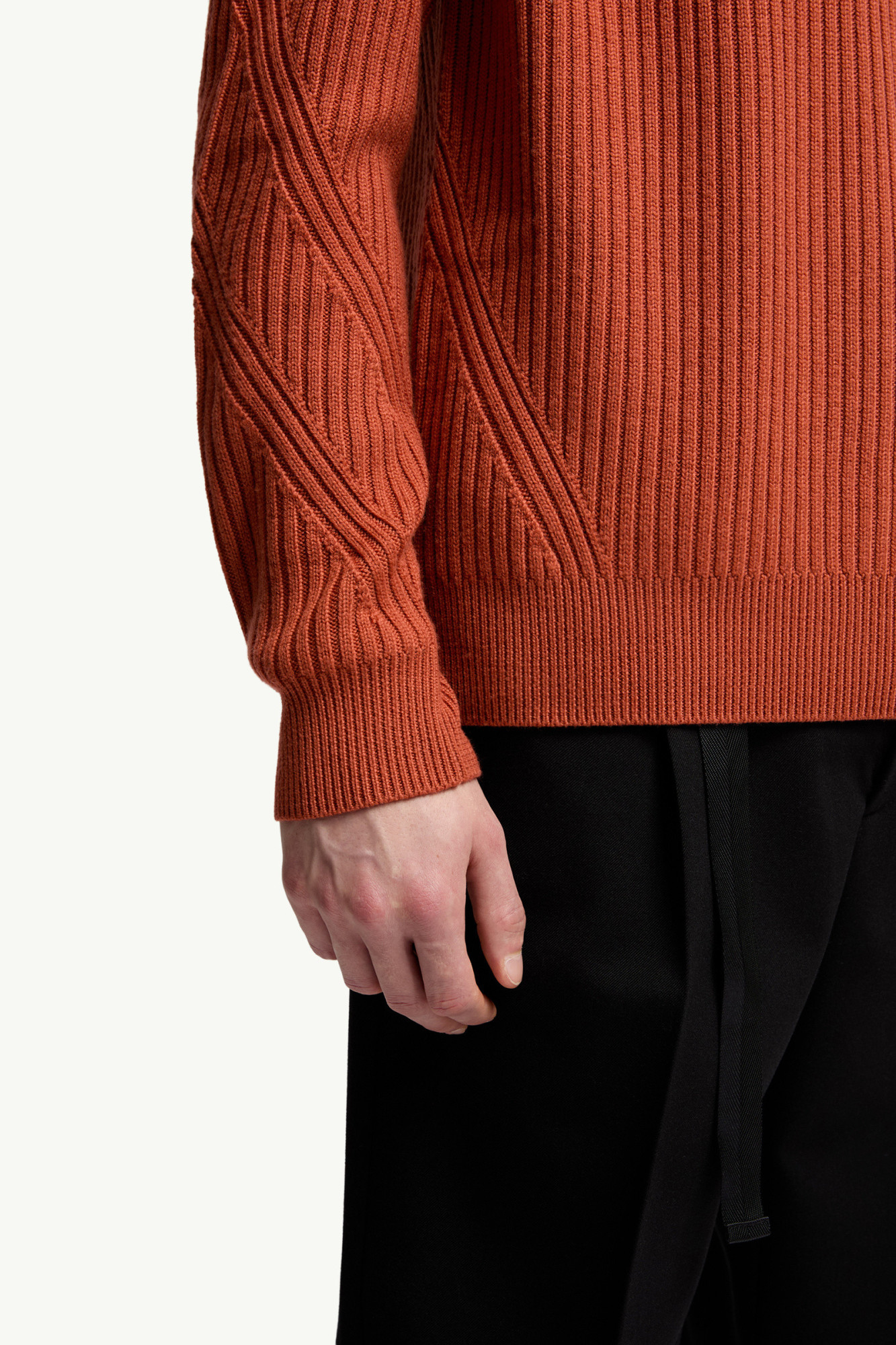 Moncler Ribbed Crew-neck Sweater In Brown