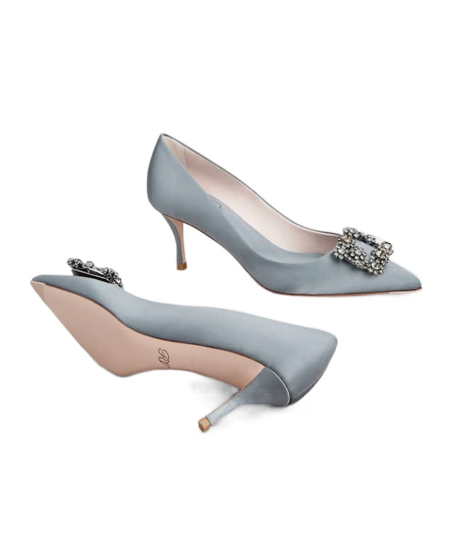 Roger Vivier Efflorescence Crystal-embellished Satin Pumps In Gray