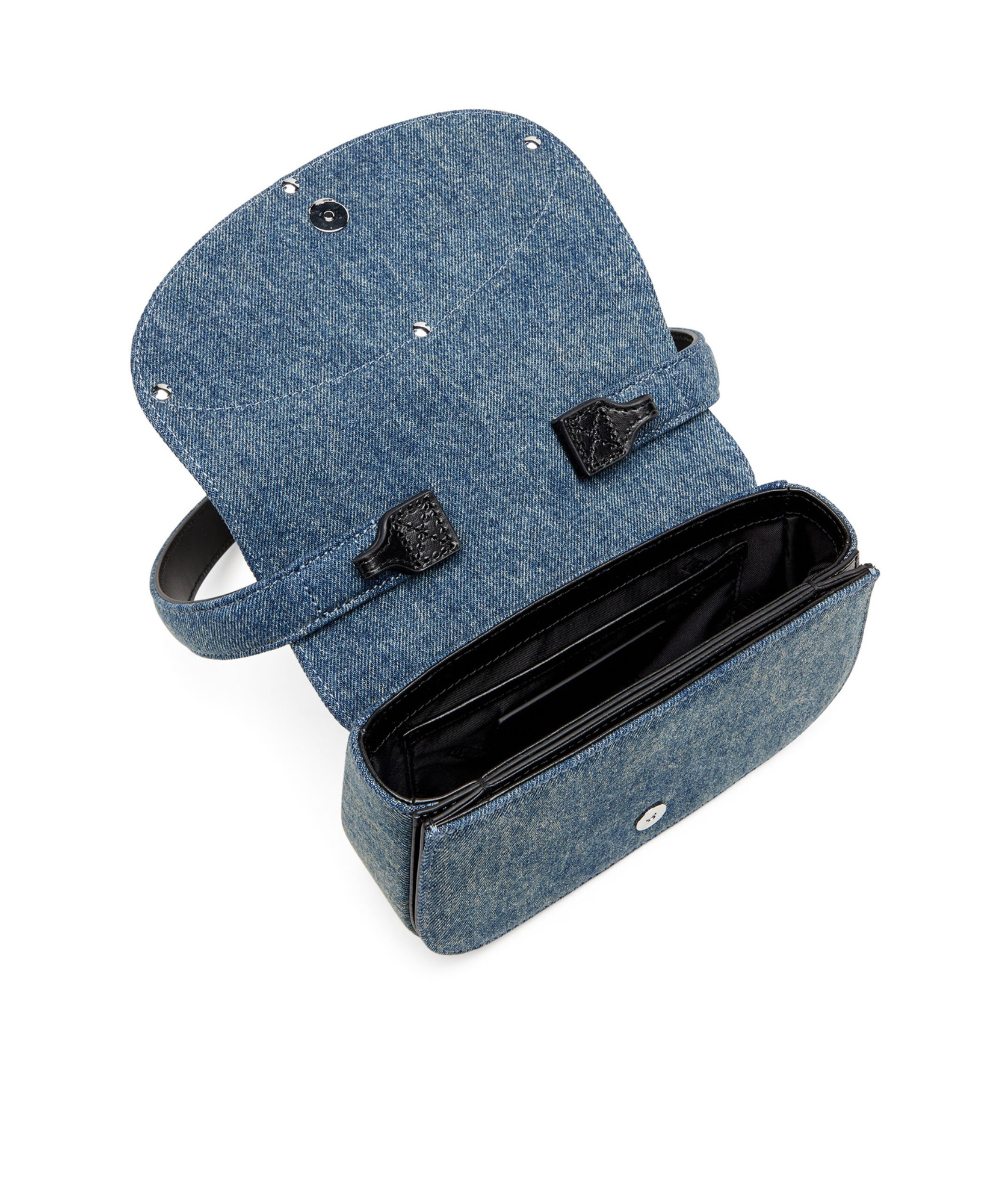 Diesel Shoulder Bag In Blue Denim With Leather Trims And Oval D Plaque