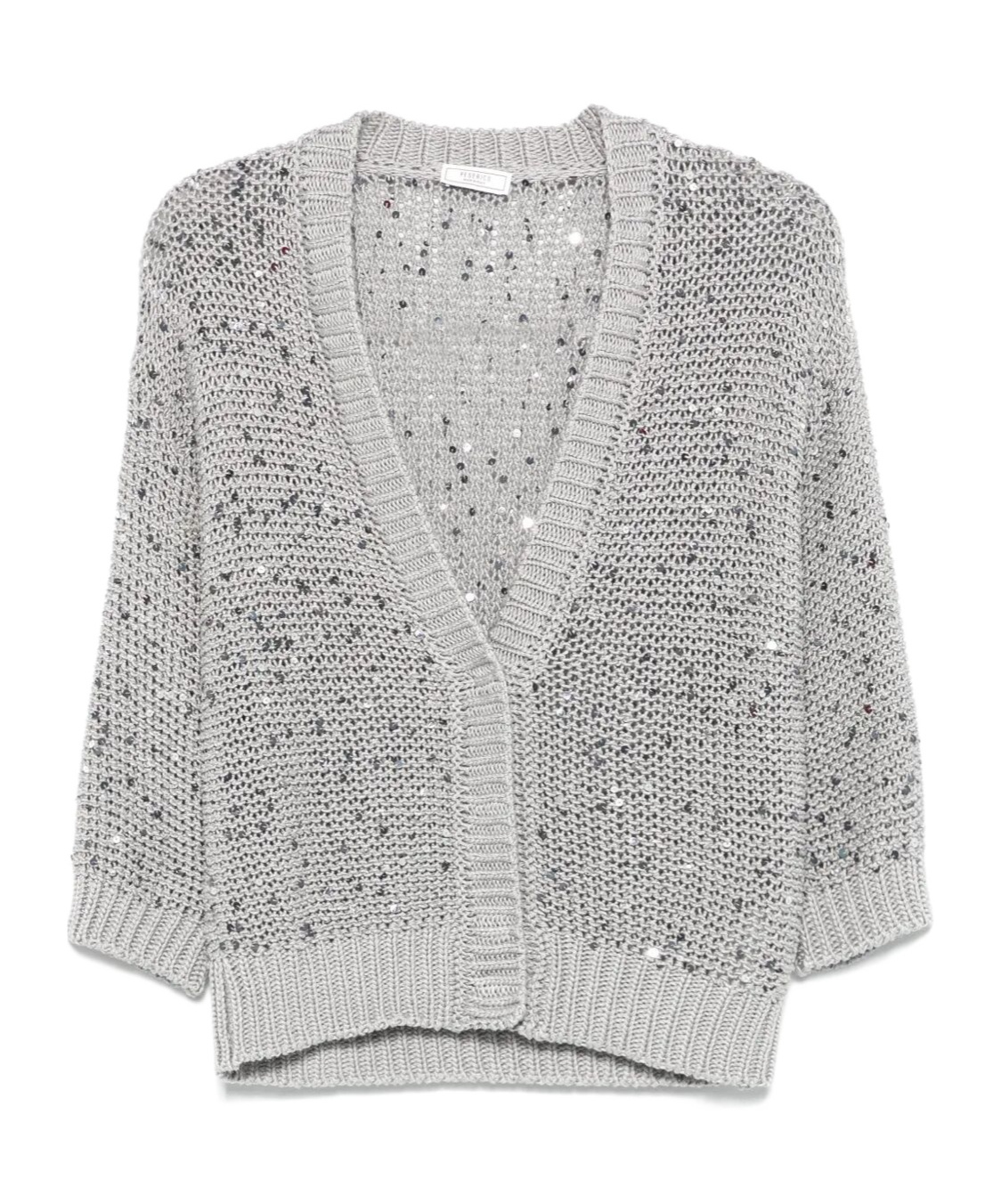 Shop Peserico Sequinned Cardigan In Gray