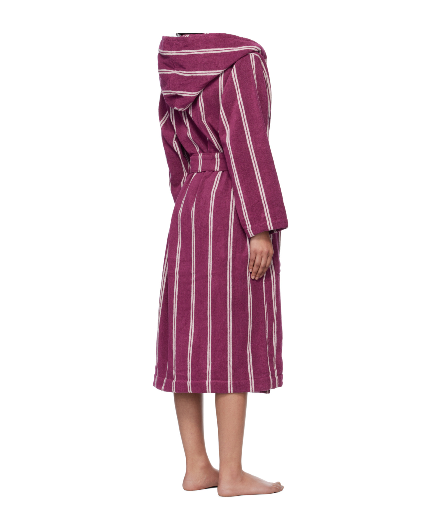Tekla Burgundy Terry Hooded Bathrobe In Purple