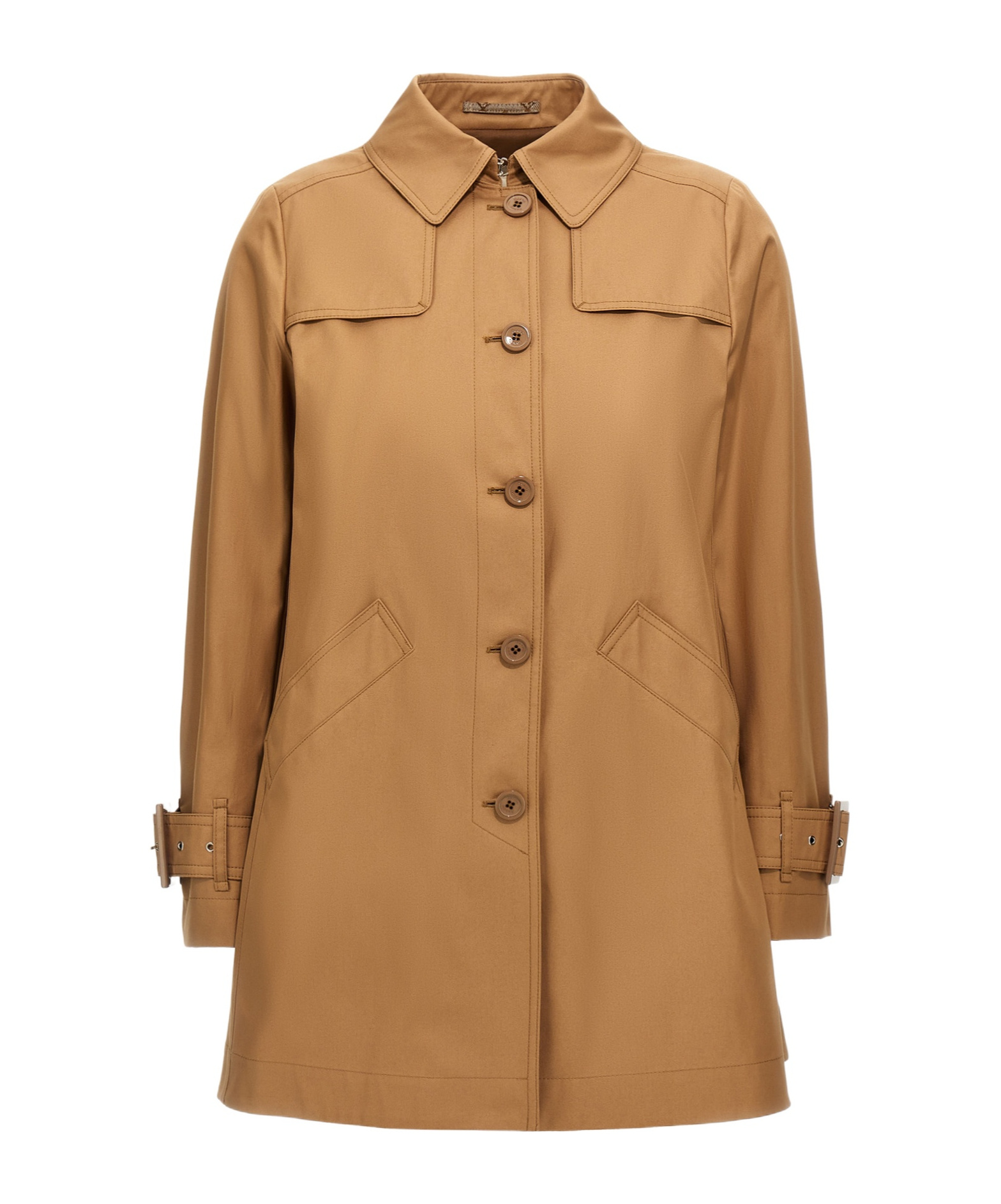Herno Quilted Coat With Back Vent And Buckle Strap Cuffs In Brown