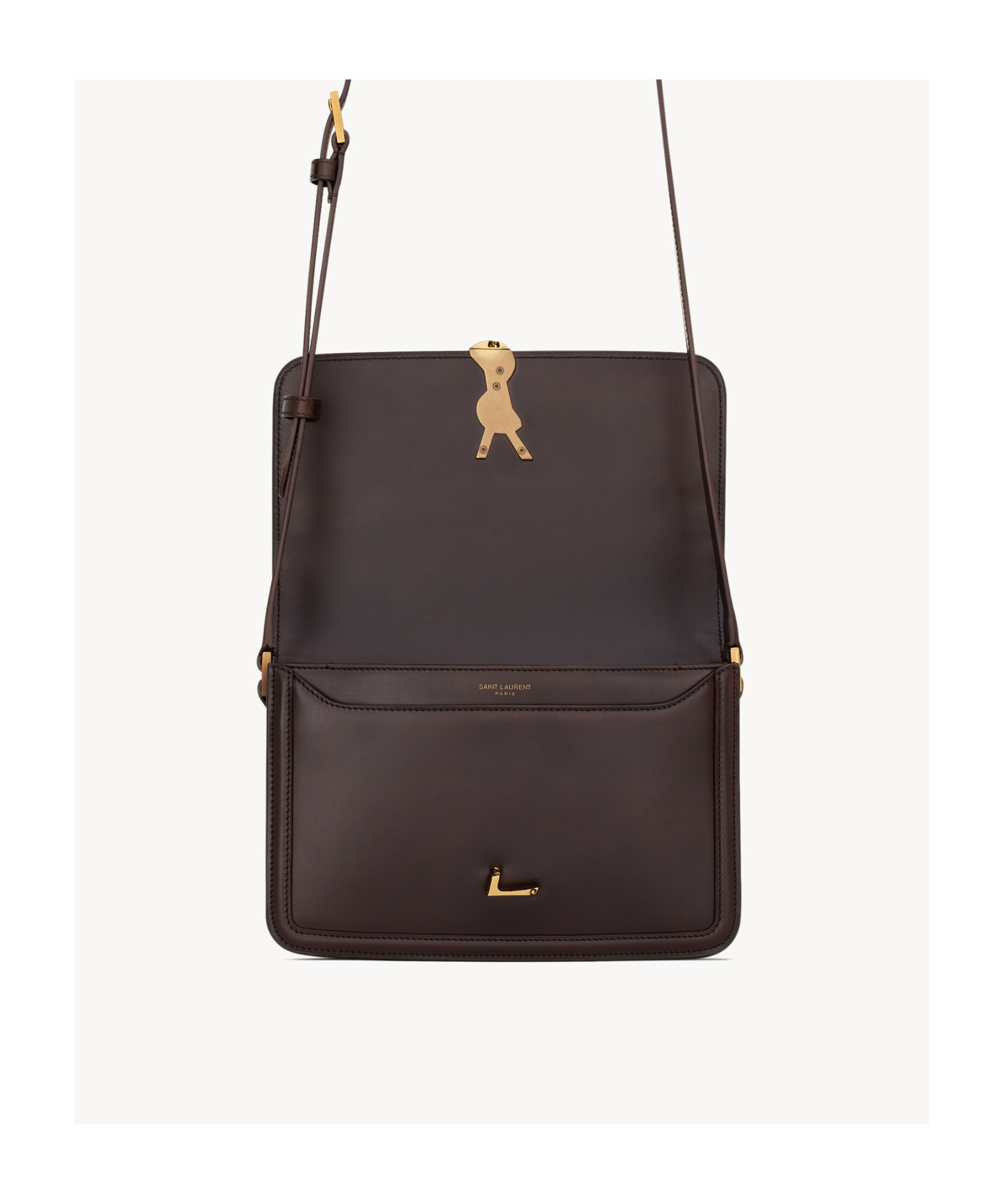 Saint Laurent Solferino Medium Cowhide Leather Shoulder Backpack In Brown