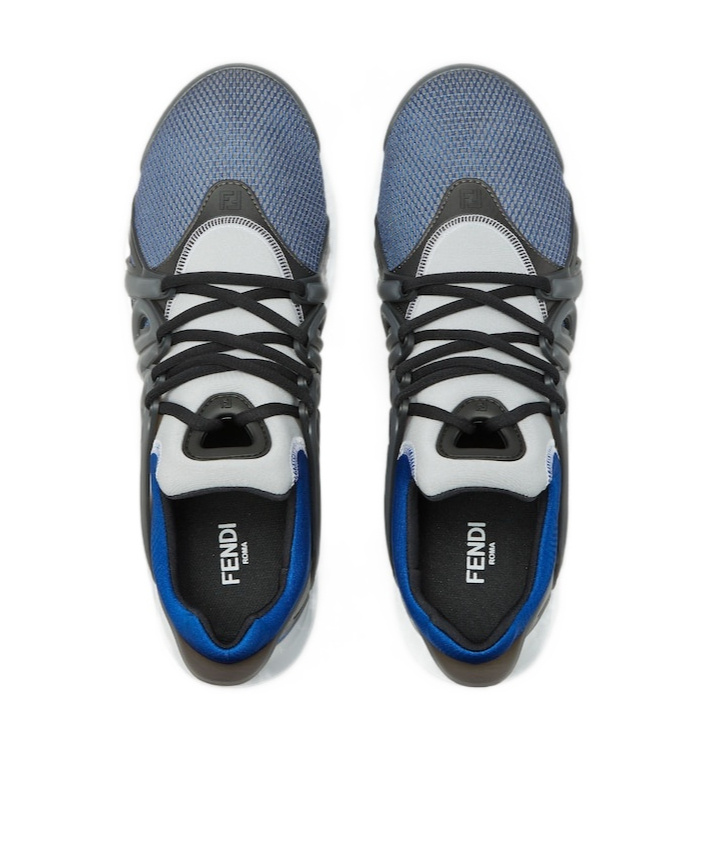 Fendi Tag Mesh Running Sneakers In Gray