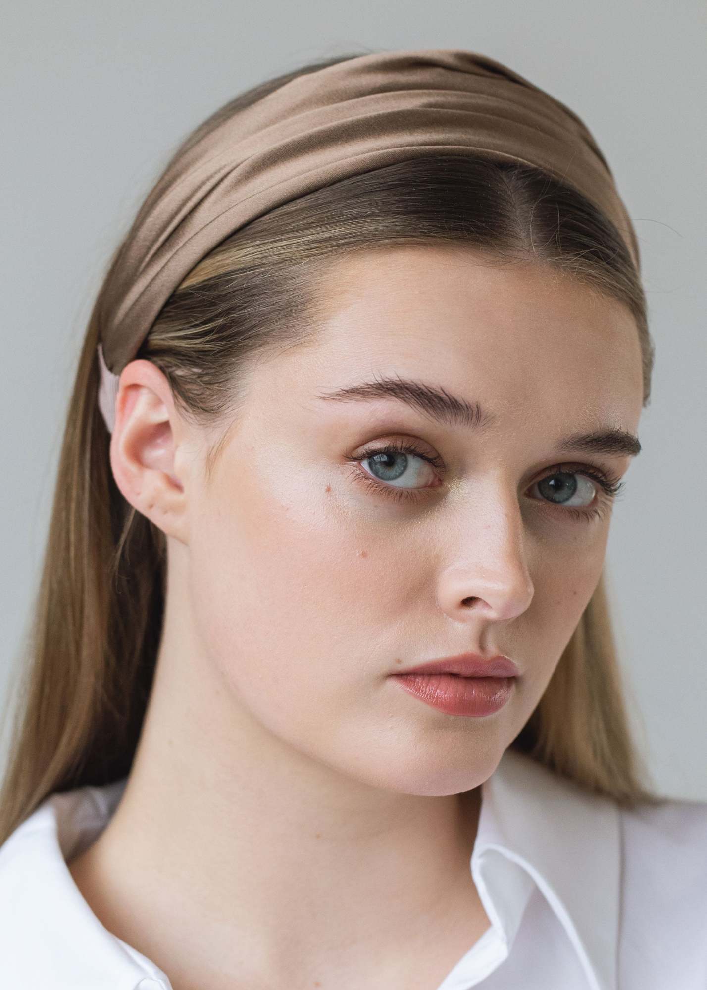 Jennifer Behr Natasha Satin-finish Headband In Light Brown