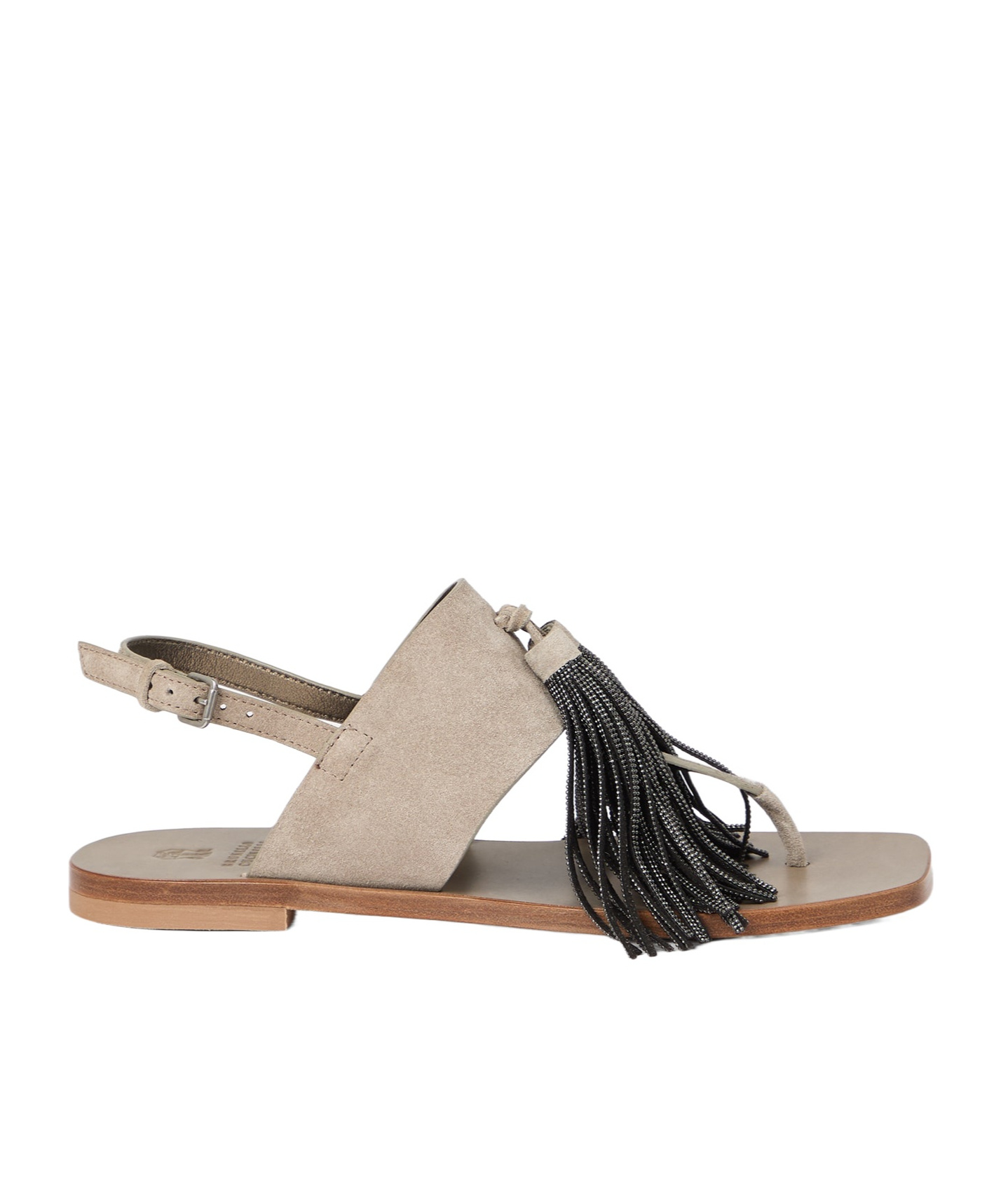 Brunello Cucinelli Chic Tassel Detail Flat Sandals In Nude