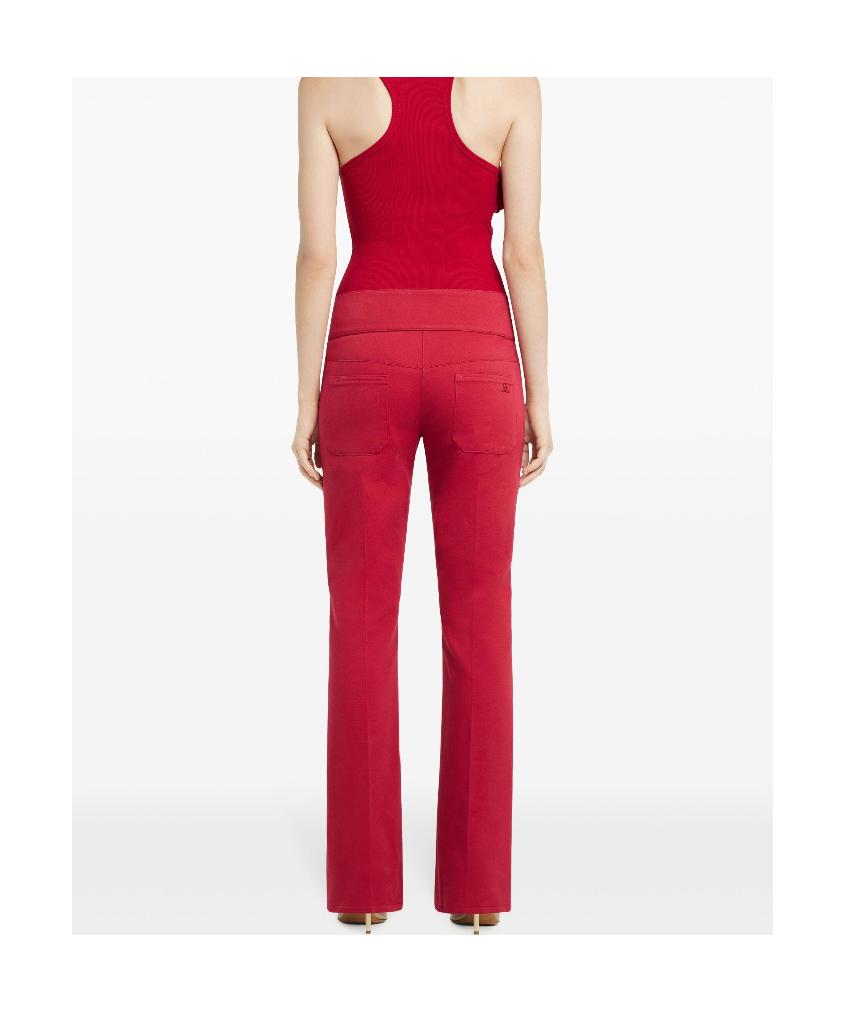 Courrèges Trousers Flared Leg Belted Waist In Red