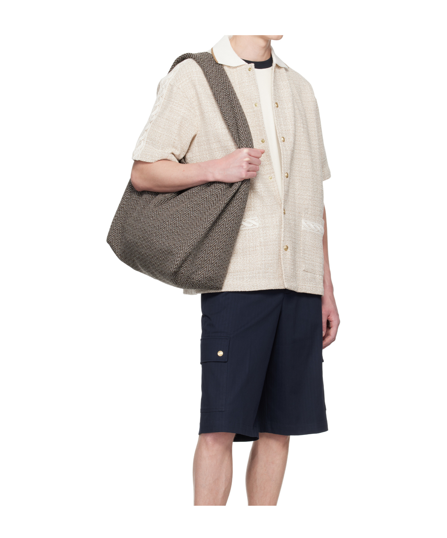 Drôle De Monsieur Lapel Short-sleeved Shirt In White