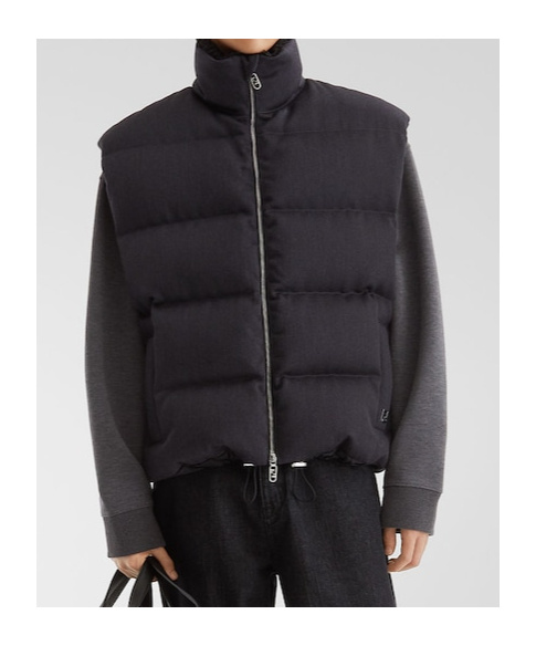 Fendi Upright Neck Down Vest In Black