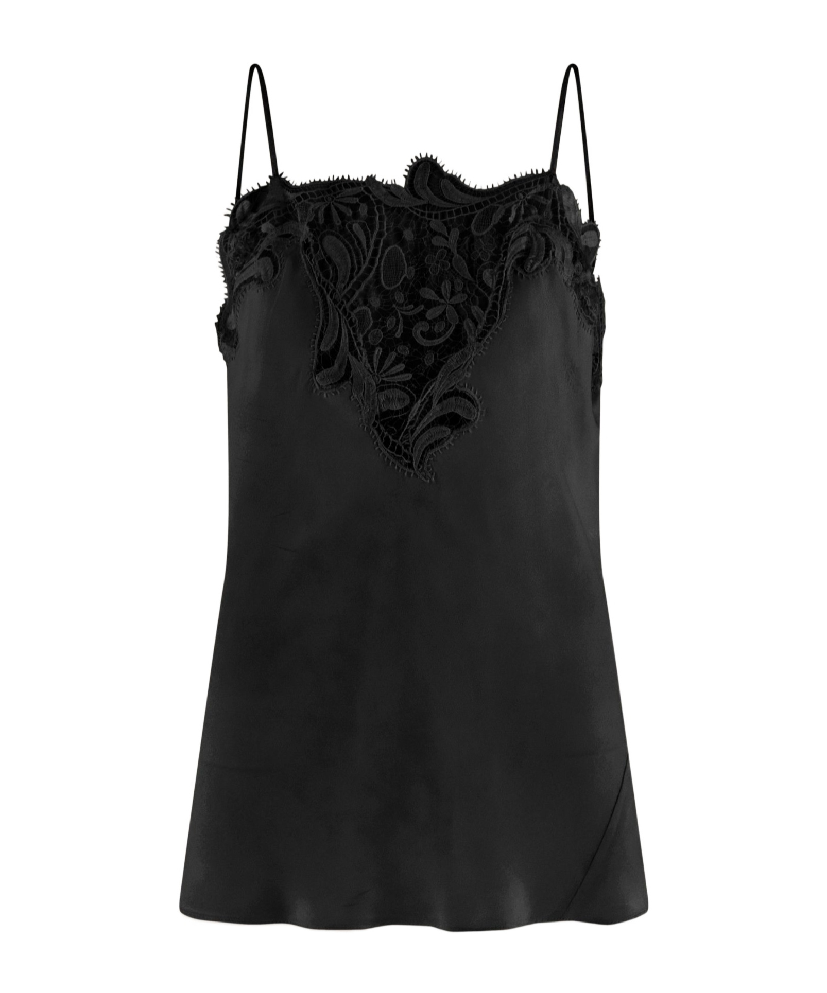 Ferragamo Silk Embroidered-lace Top In Black