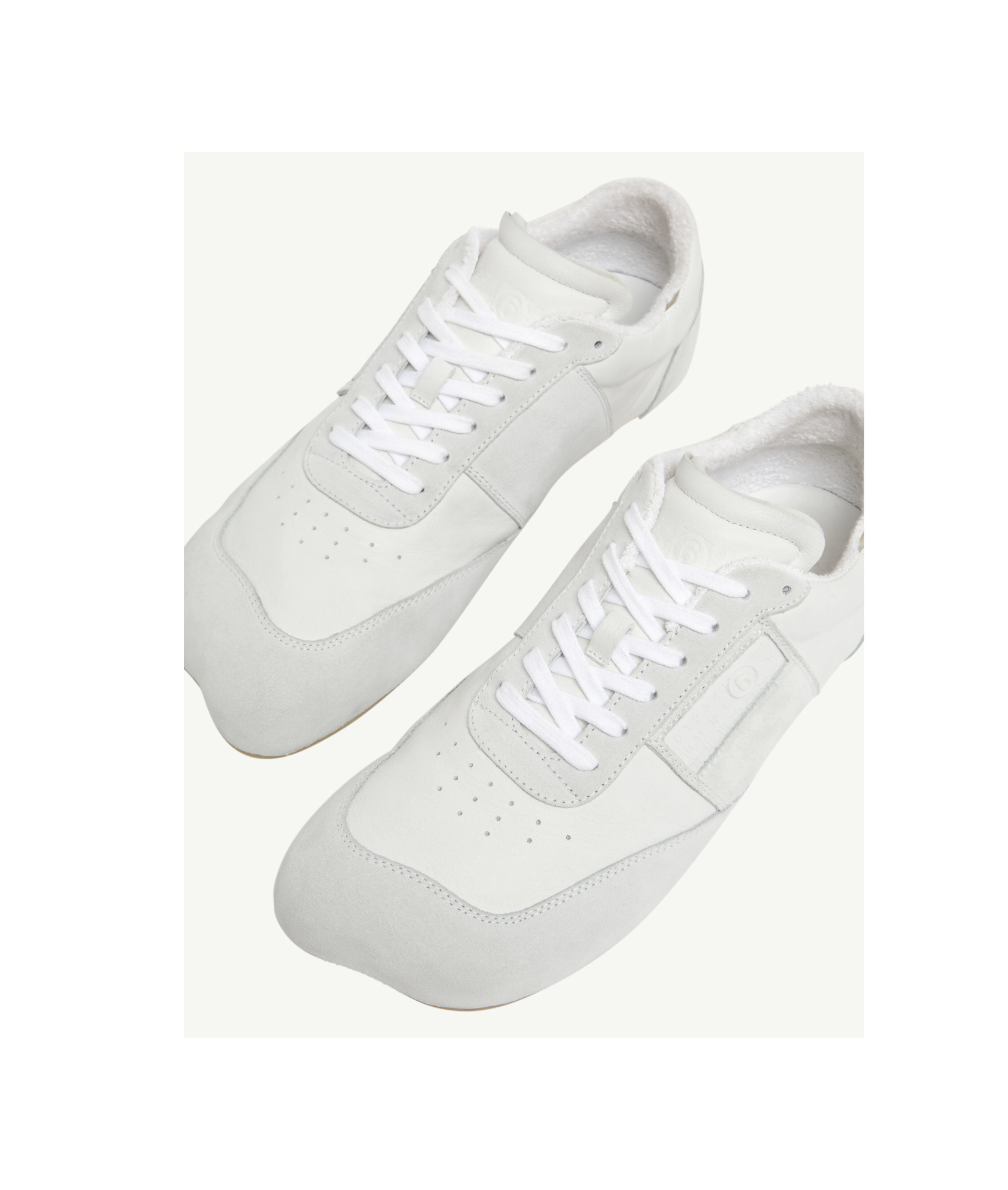 Mm6 Maison Margiela White Leather And Suede Sneaker In White