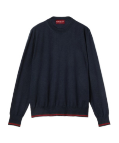 Gucci Silk Cotton Knit Sweater With Intarsia In Black