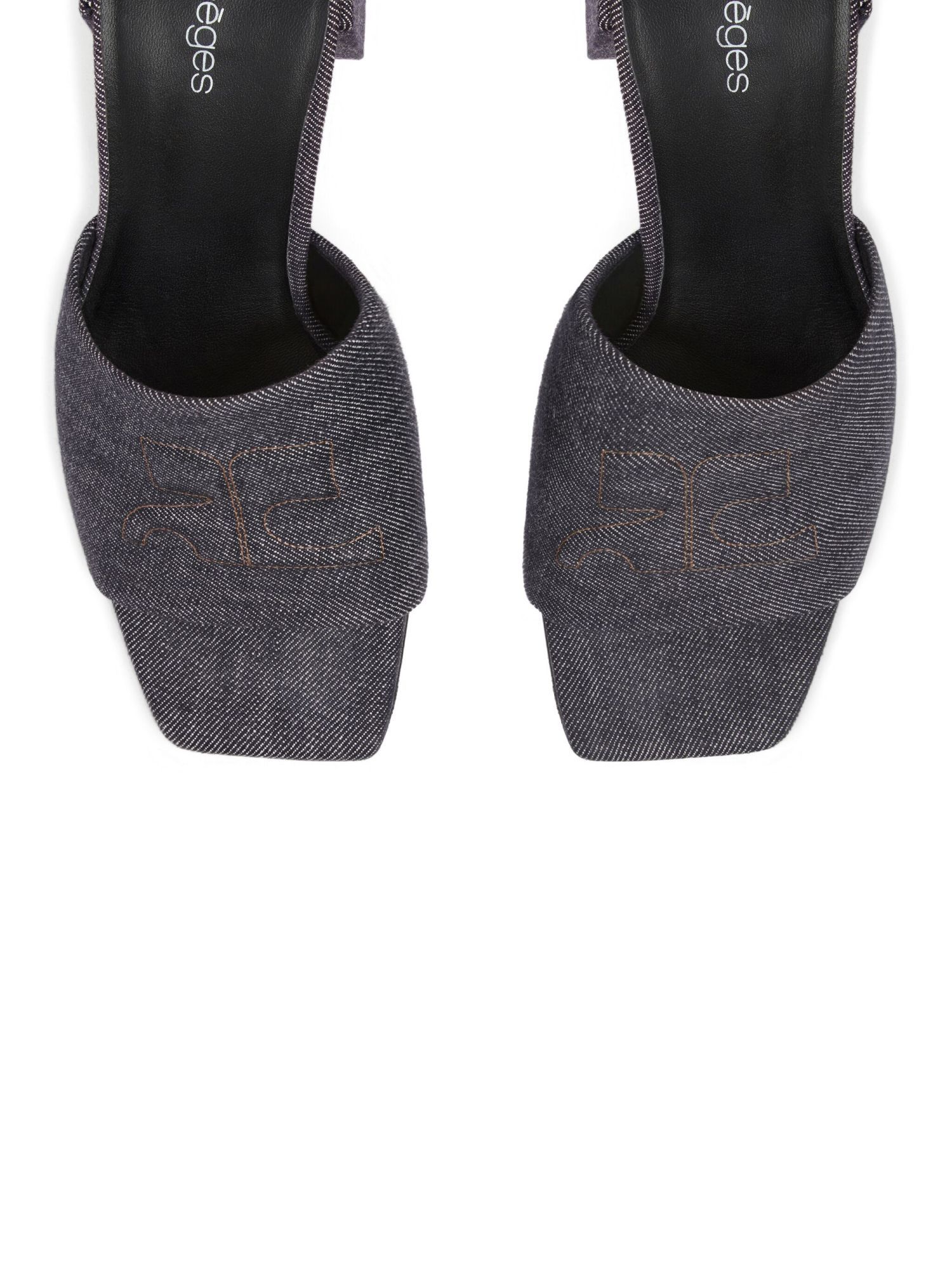 Courrèges Block Heel Sandals Embroidered Detail In Black