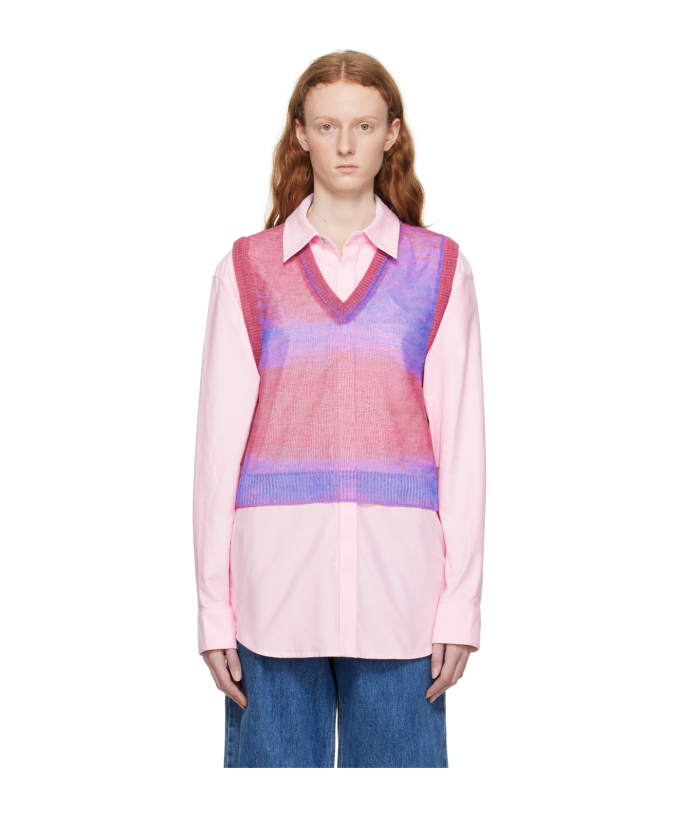 Wooyoungmi Graded Stripe Pattern Knitted Vest In Black