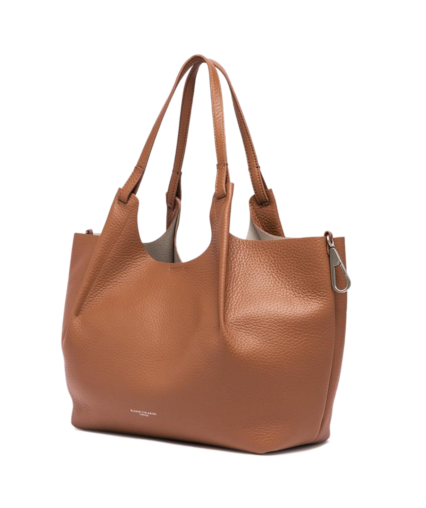 Gianni Chiarini Dua Bag In Brown Double Grain Maxi Leather In Brown