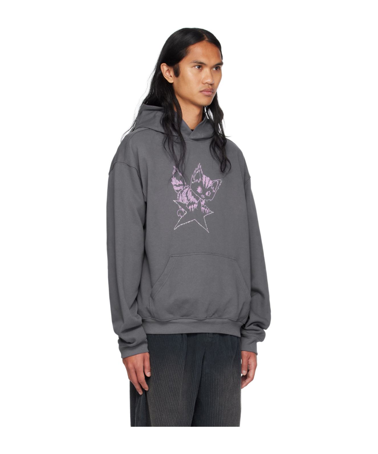 We11 Done Monster-print Cotton Hoodie In Gray