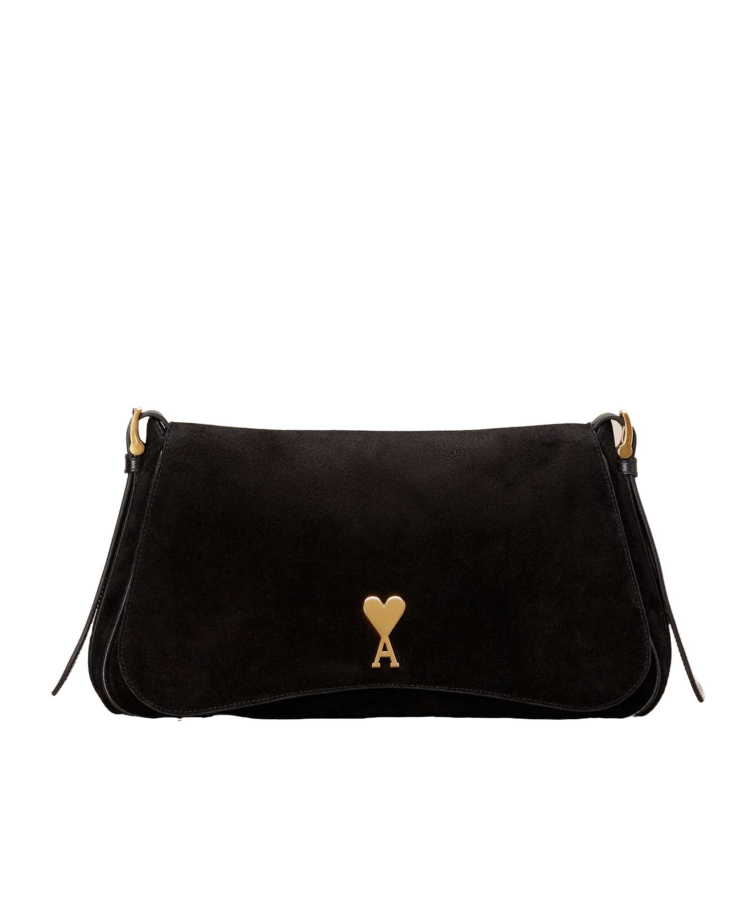 Ami Alexandre Mattiussi Paname Paname Suede Shoulder Bag In Black