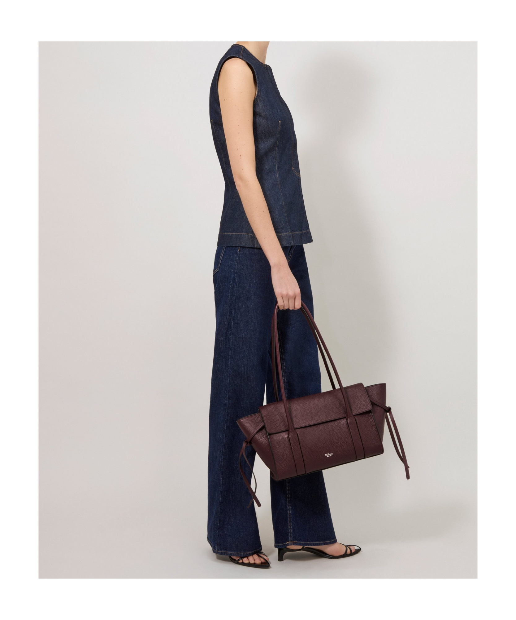Mulberry 'small Bayswater' Bordeaux Shoulder Bag With Laminated Logo In Burgundy