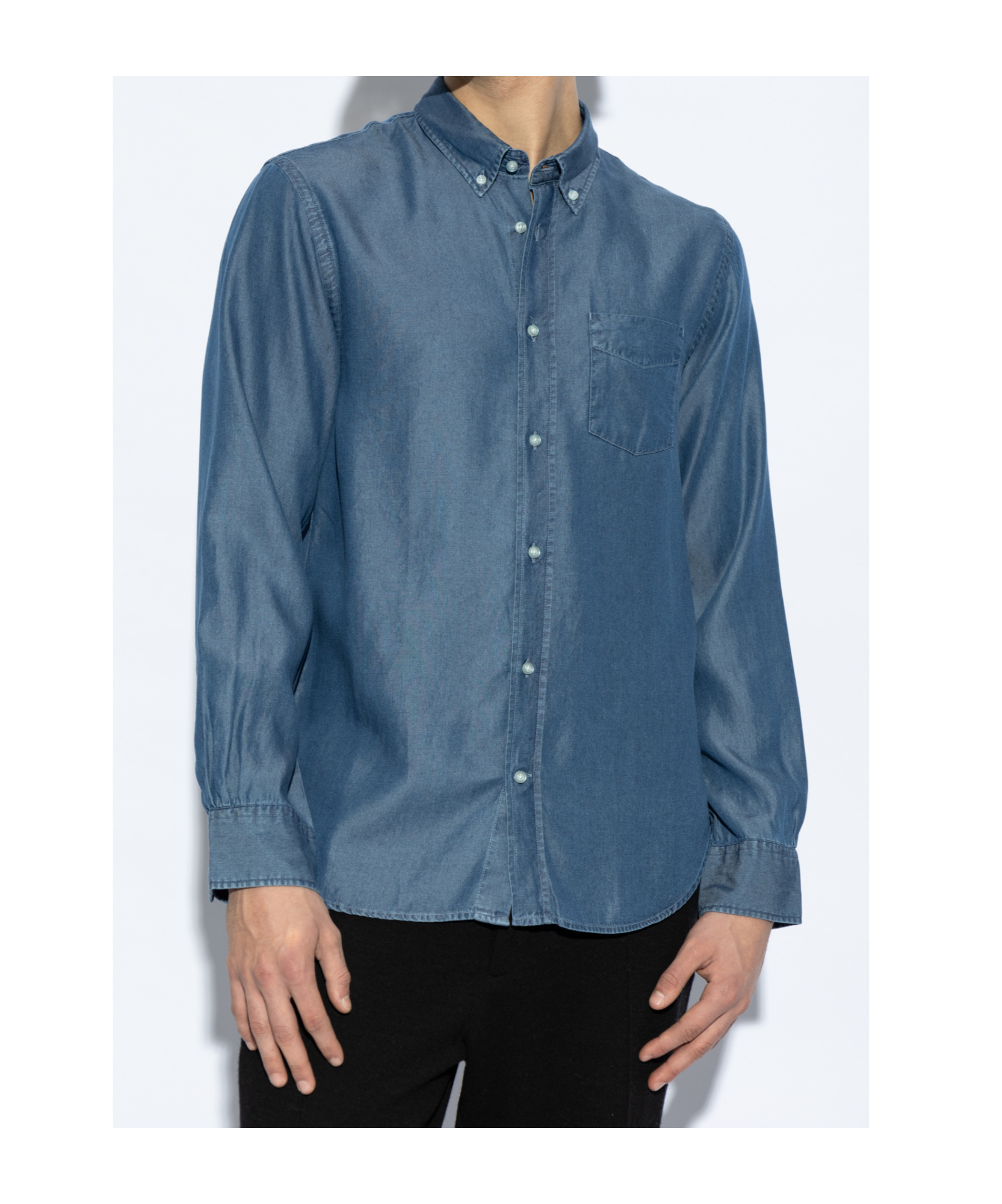 Shop Officine Generale Lyocell Shirt In Blue